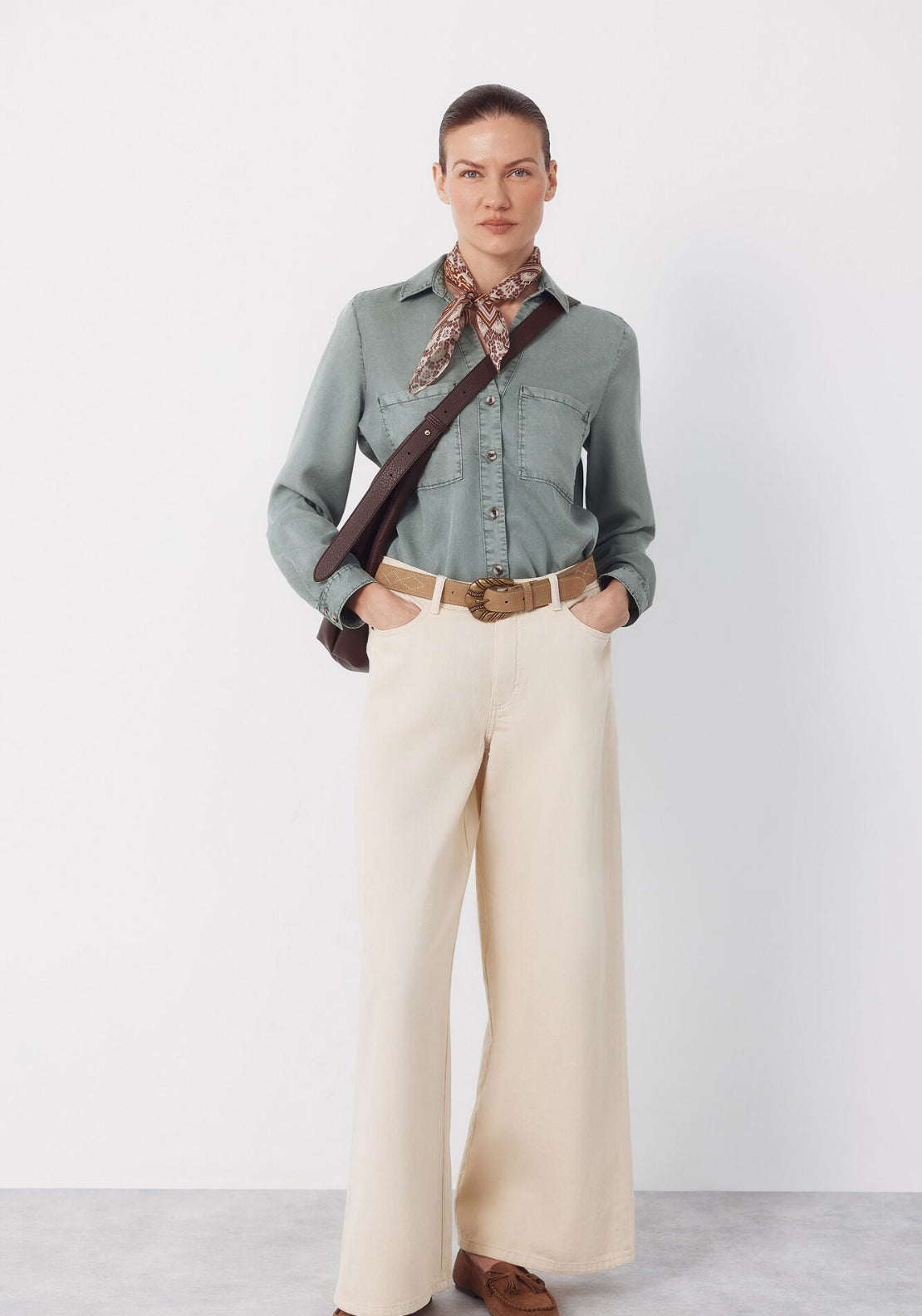 Cortefiel Tencel Denim Shirt - Green 5 Shaws Department Stores