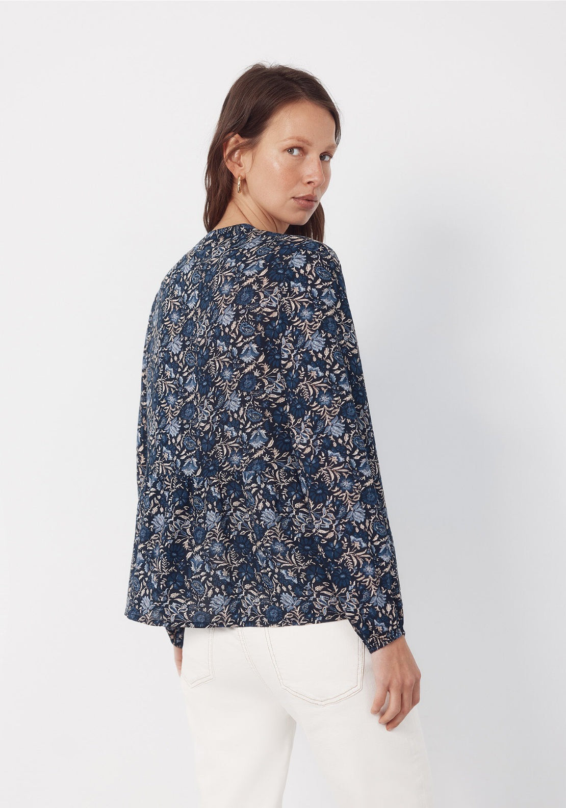 Padded Mandarin Blouse - Blue