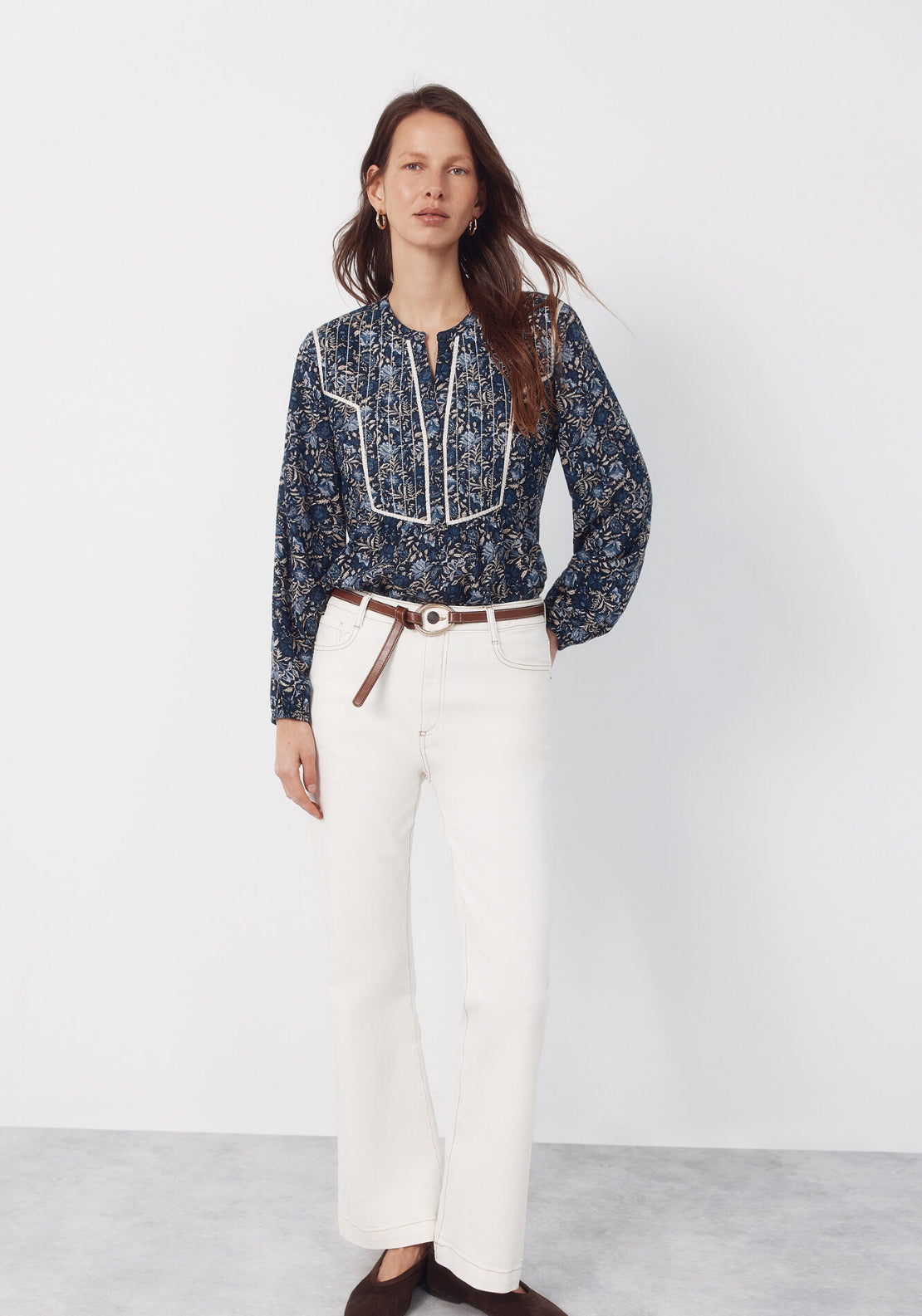 Padded Mandarin Blouse - Blue