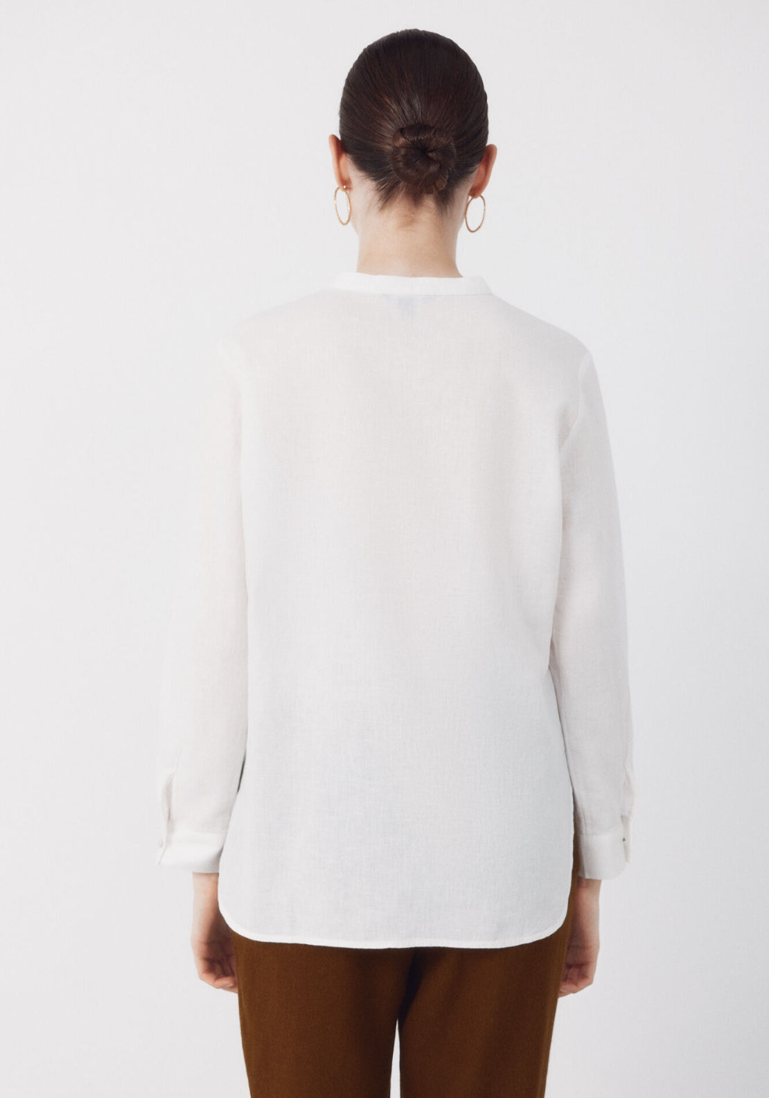 Cortefiel Linen Blend Rustic Long Sleeved Shirt - White 2 Shaws Department Stores