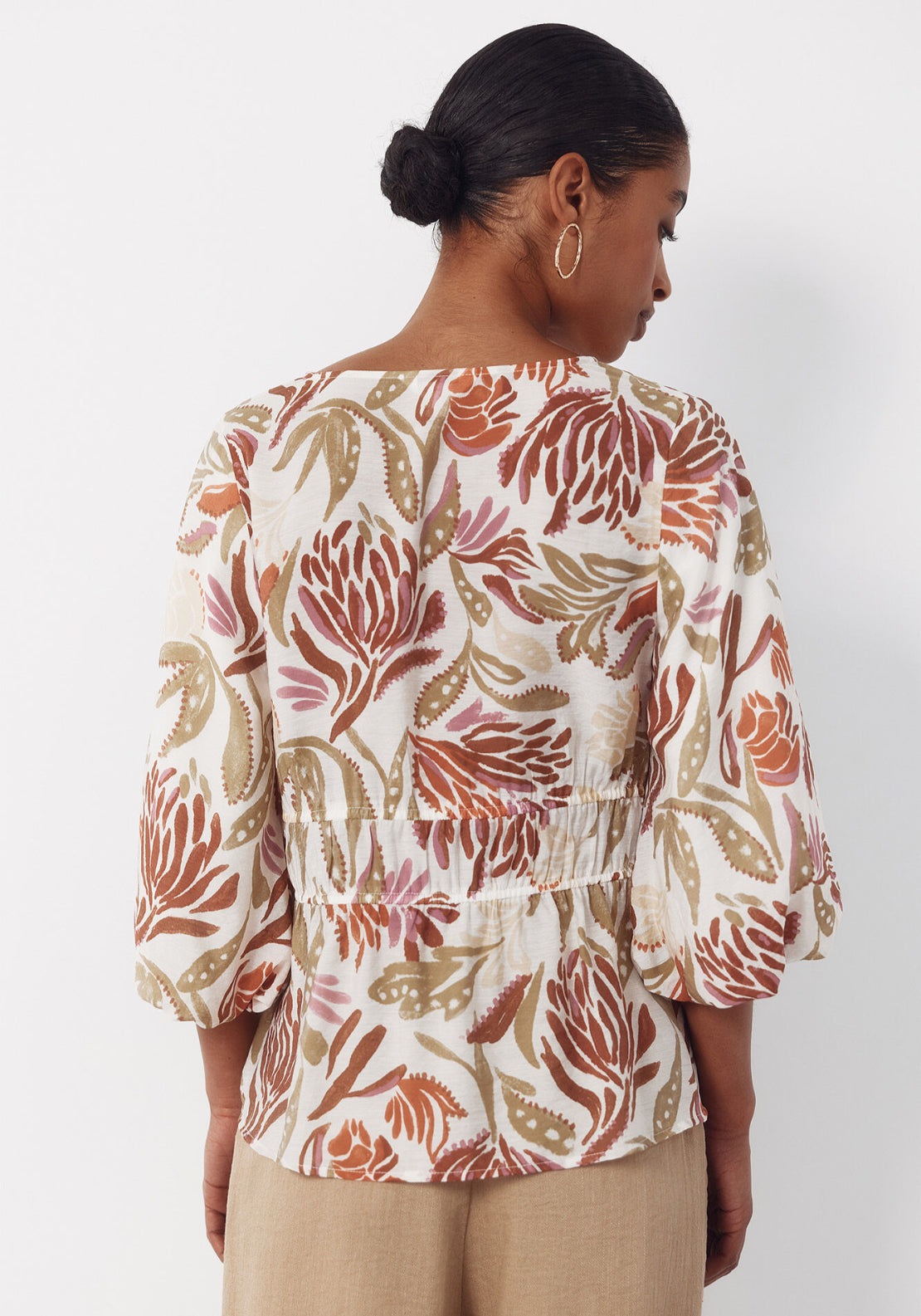 V Neck Printed Blouse - Multicoloured