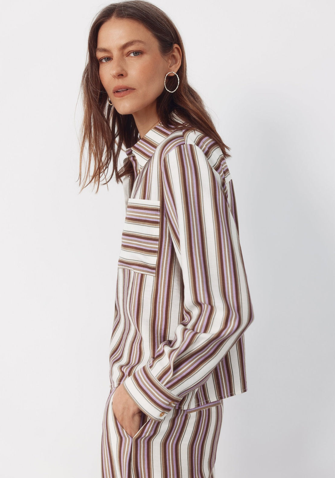 Striped Shirt - Brown Print