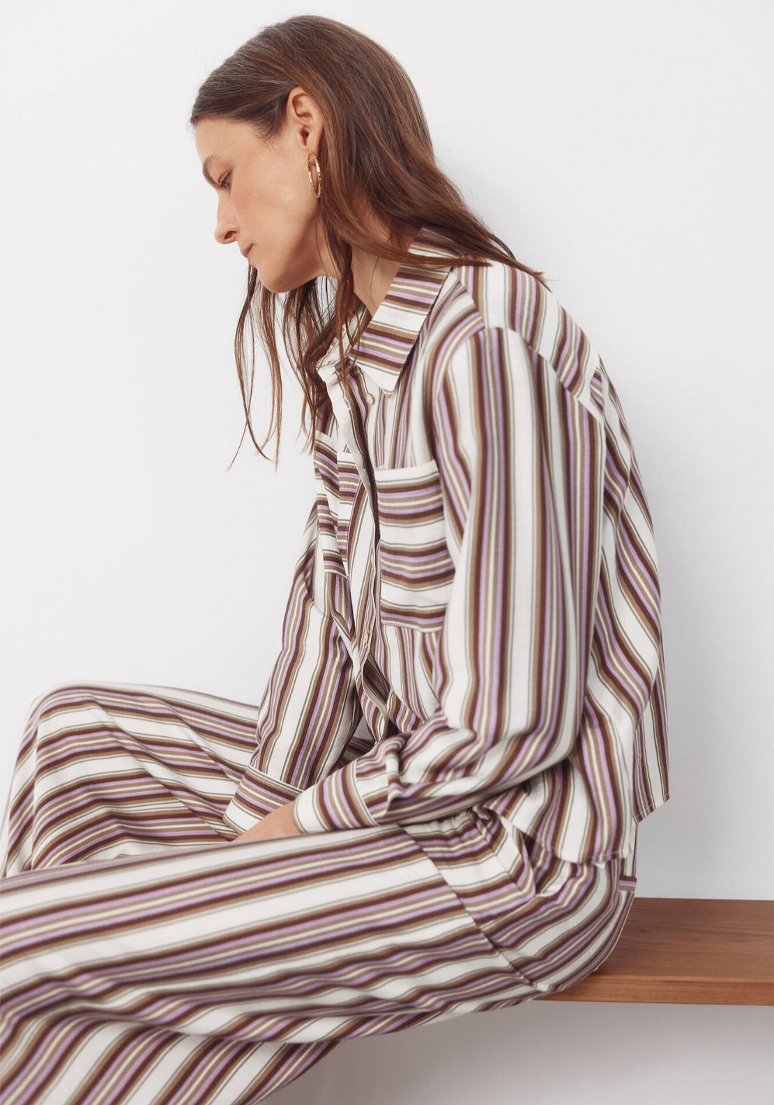 Striped Shirt - Brown Print