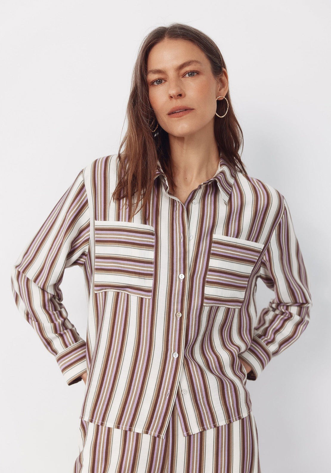 Striped Shirt - Brown Print
