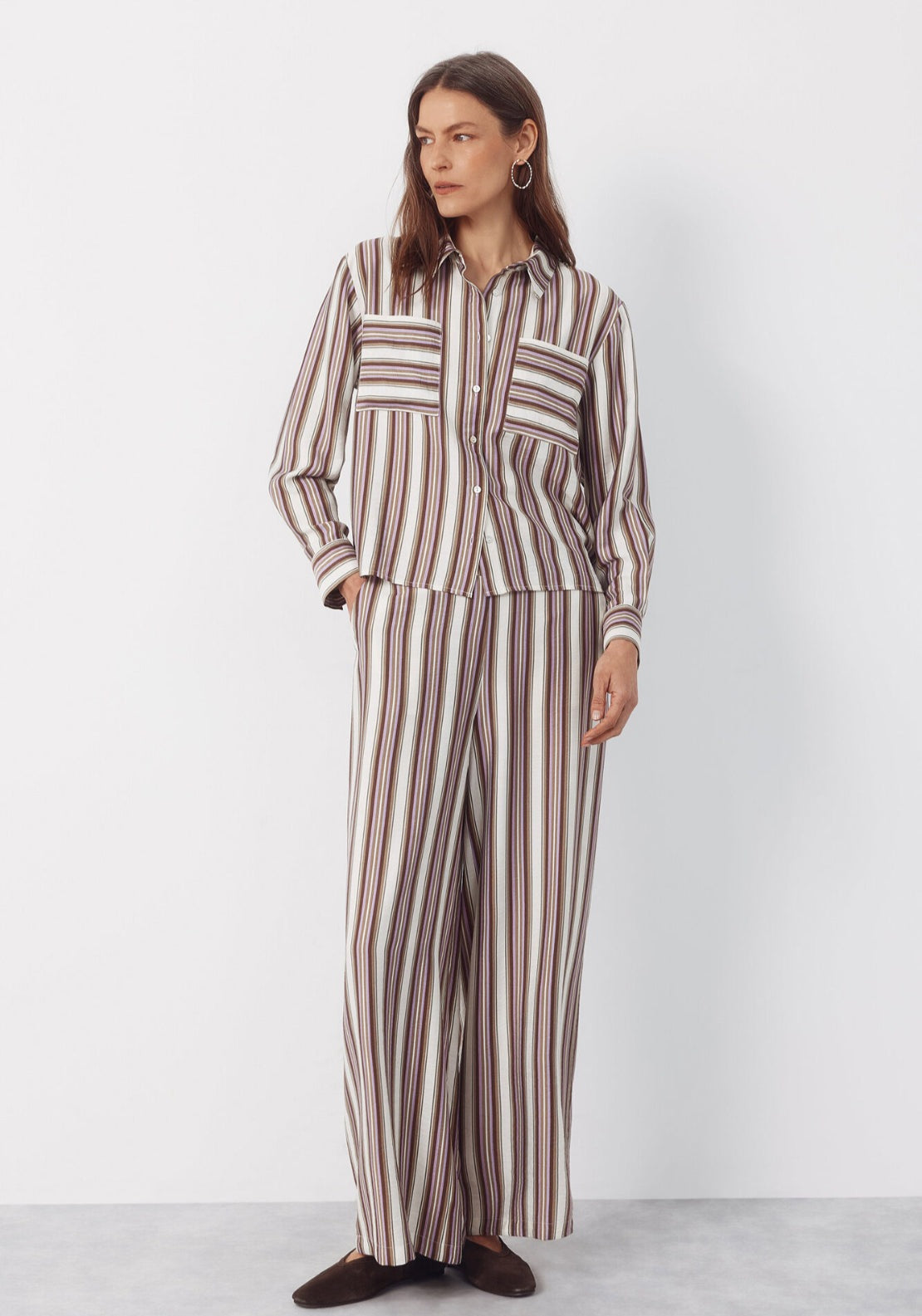 Striped Shirt - Brown Print