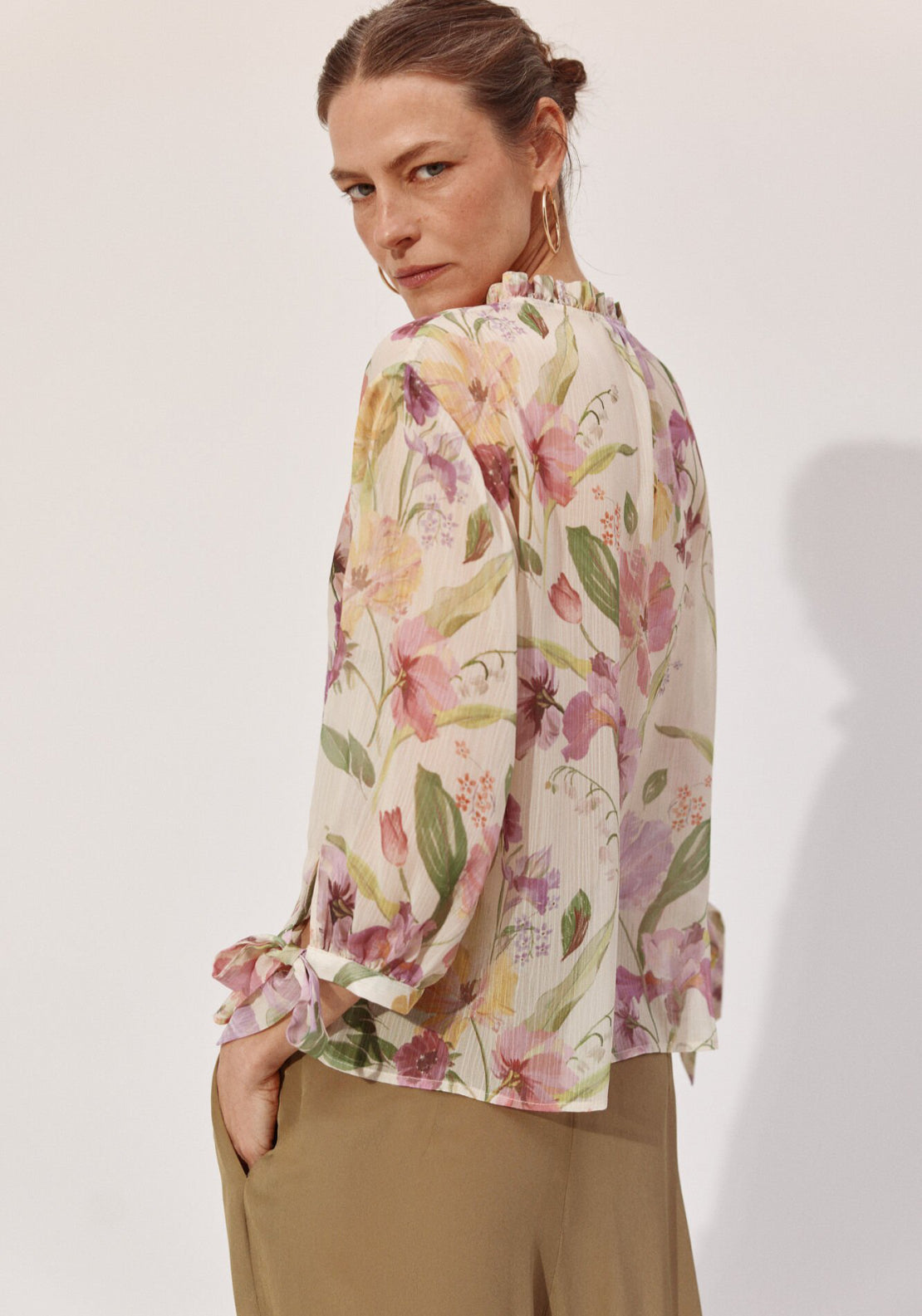 Cortefiel Printed Tie Blouse - Multicolour 4 Shaws Department Stores