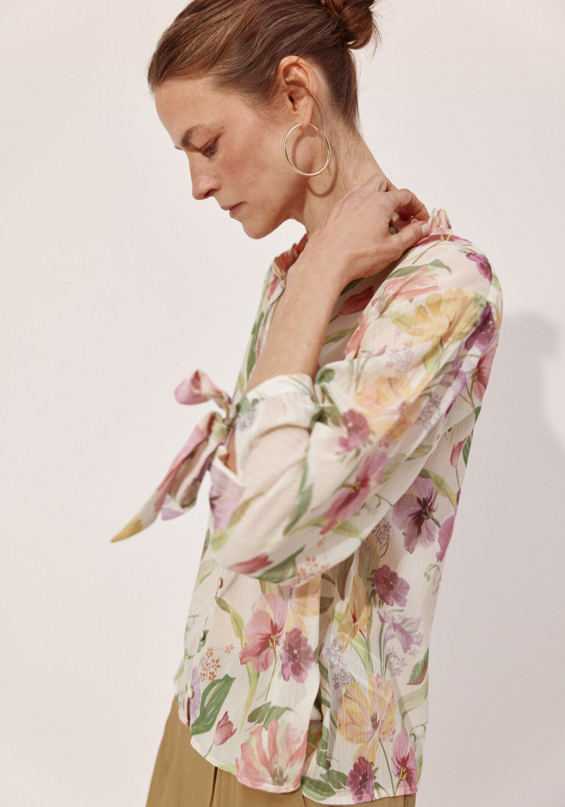 Cortefiel Printed Tie Blouse - Multicolour 3 Shaws Department Stores