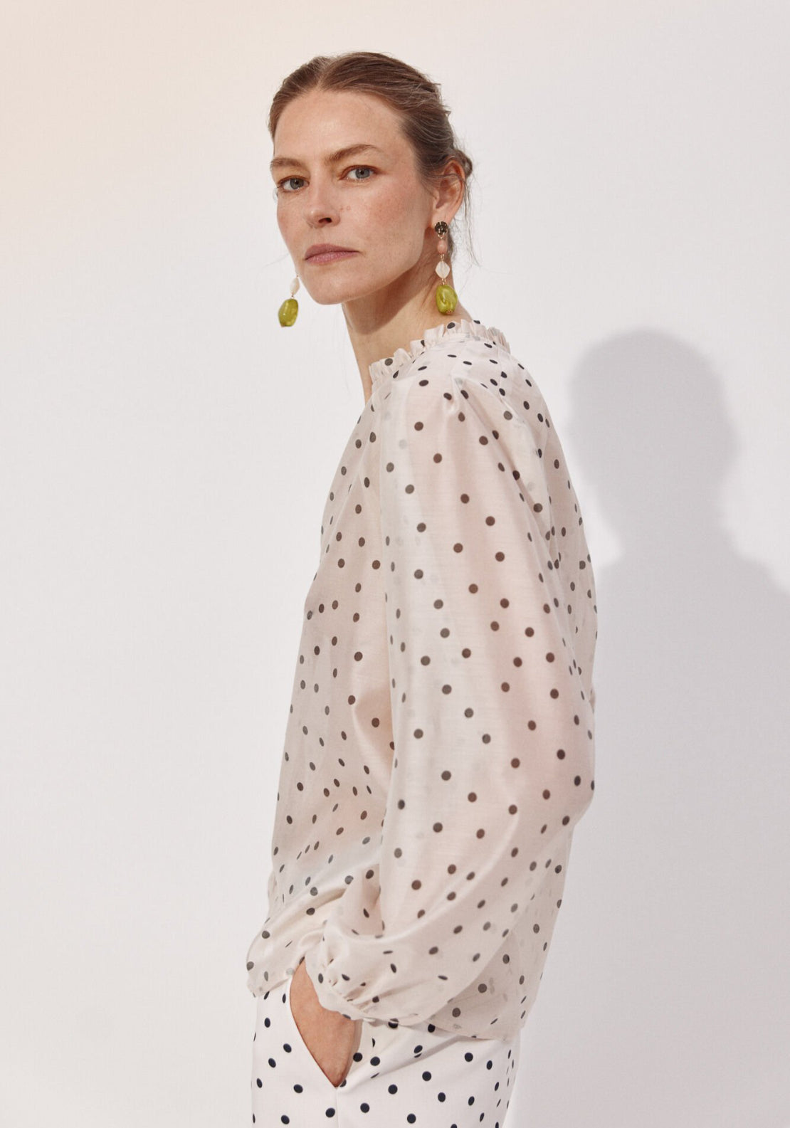 Cortefiel Polka-Dots Ruffle Blouse - Multicolour 3 Shaws Department Stores