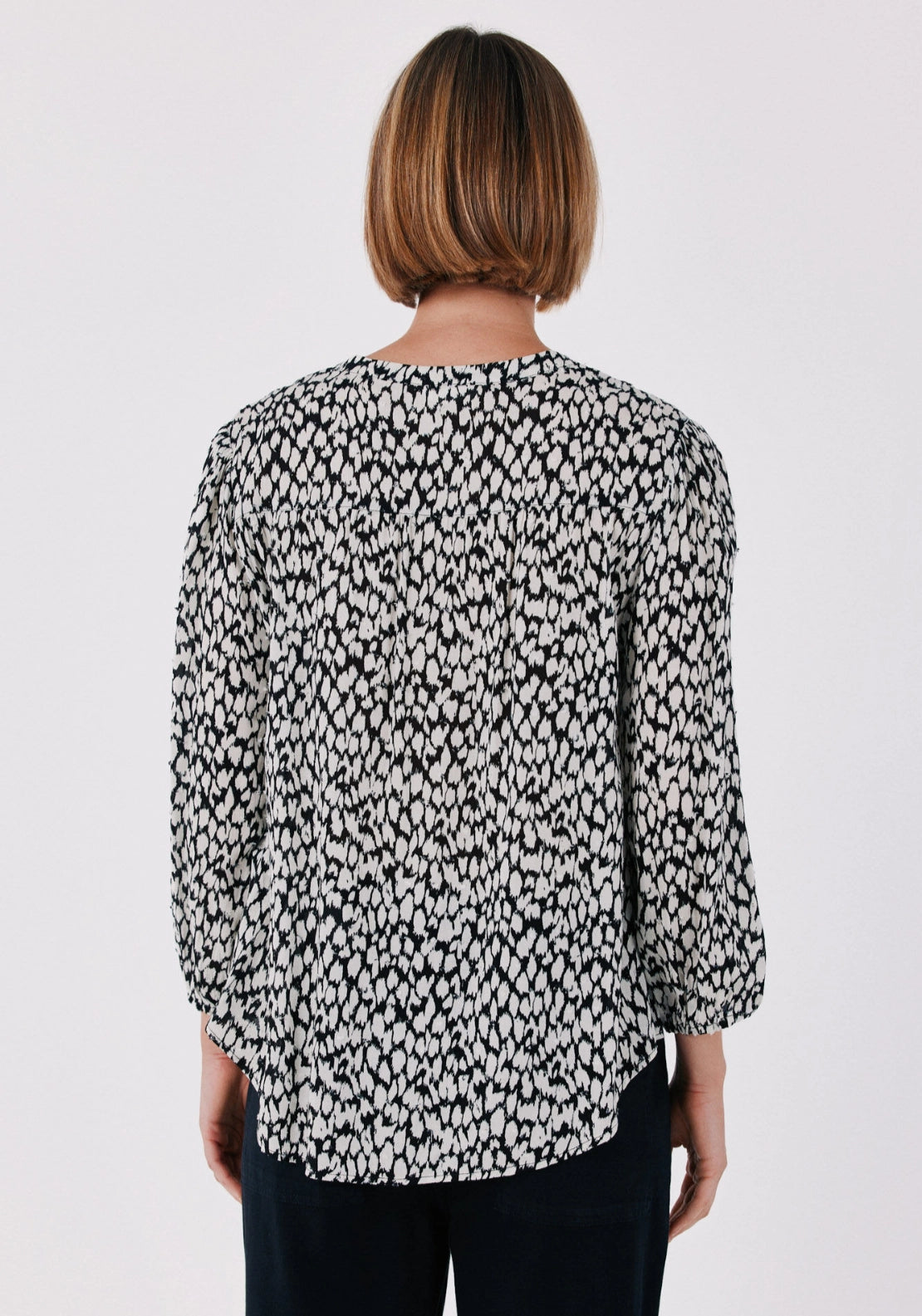 Printed Fluid Blouse - Brown Print