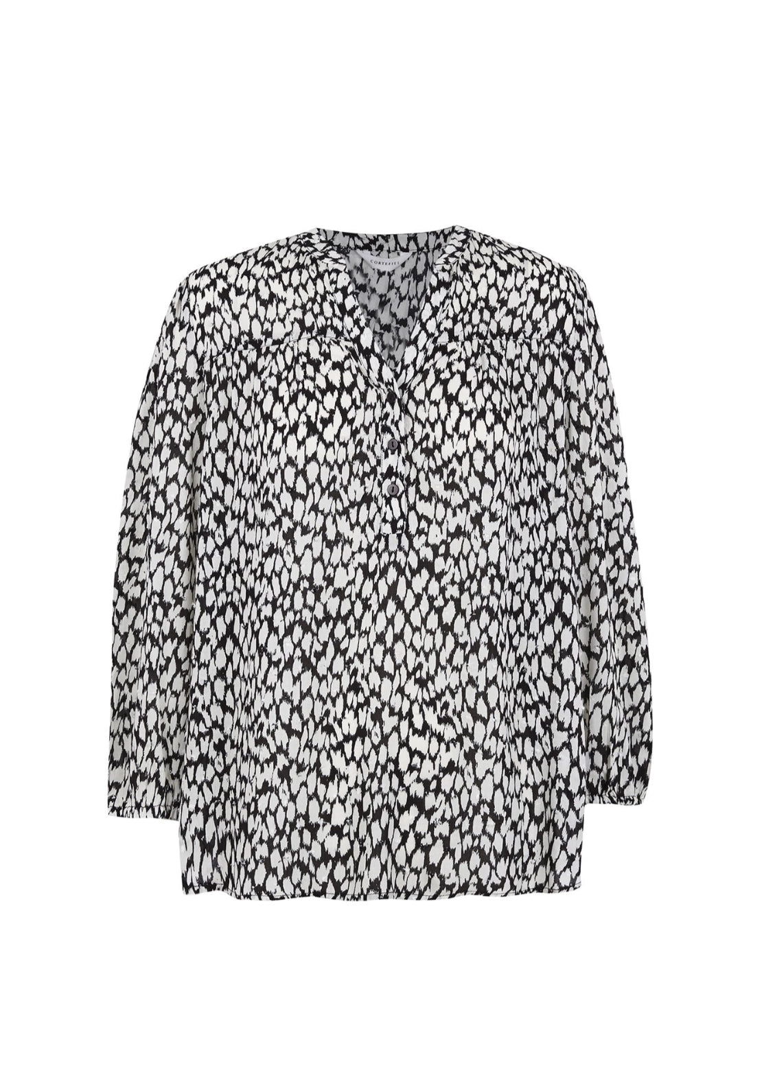 Printed Fluid Blouse - Brown Print