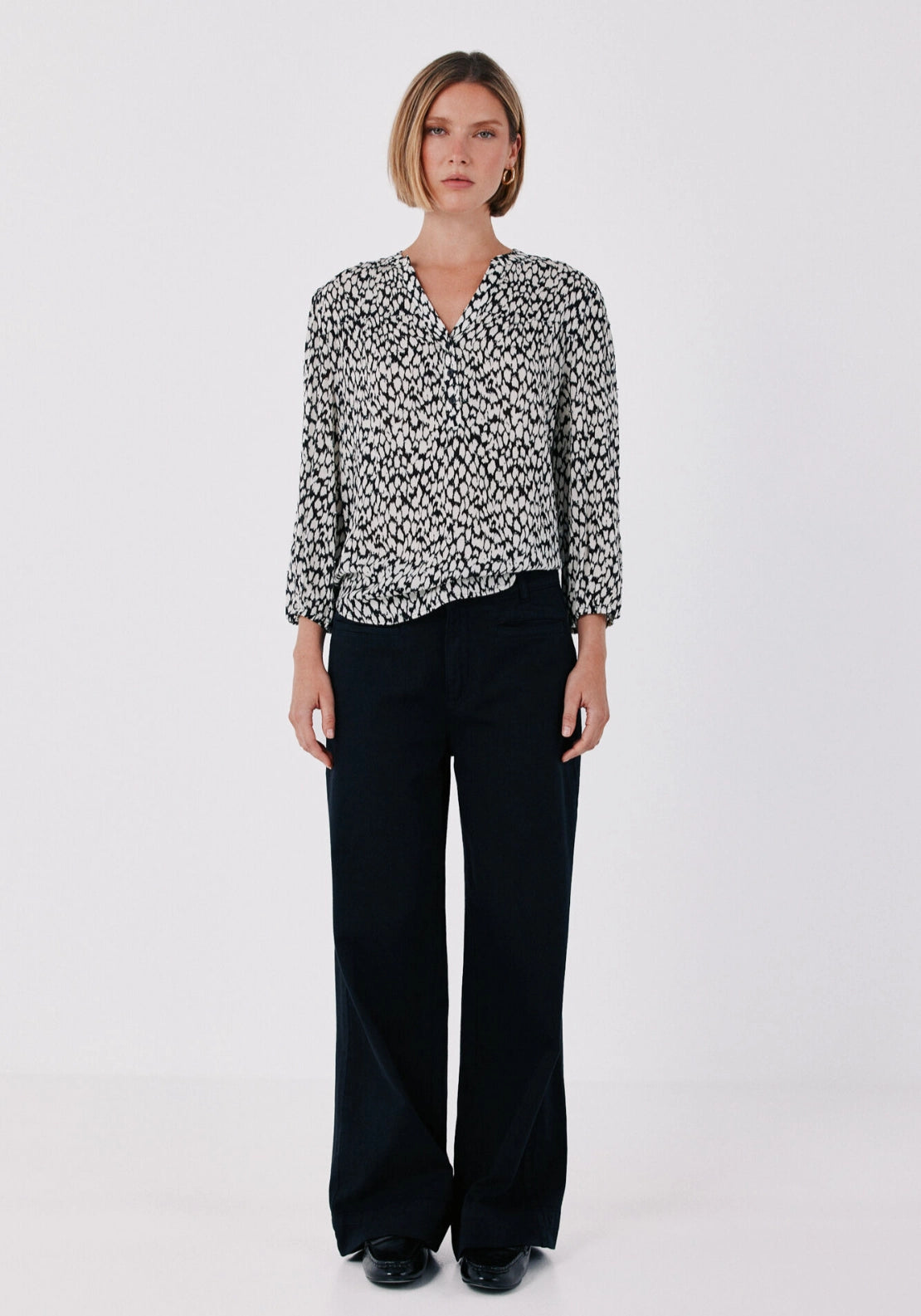 Printed Fluid Blouse - Brown Print
