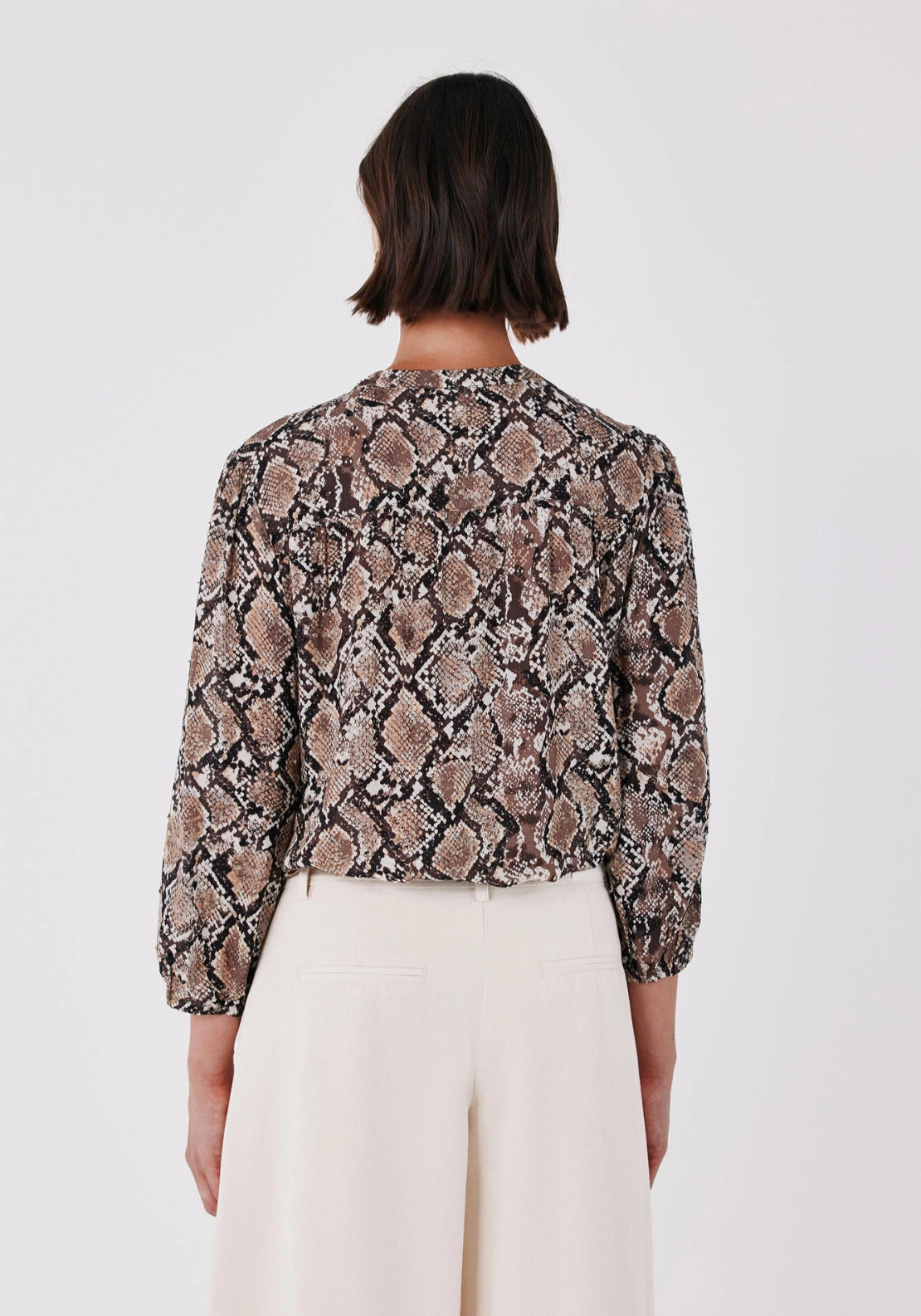 Printed Fluid Blouse - Tan Print