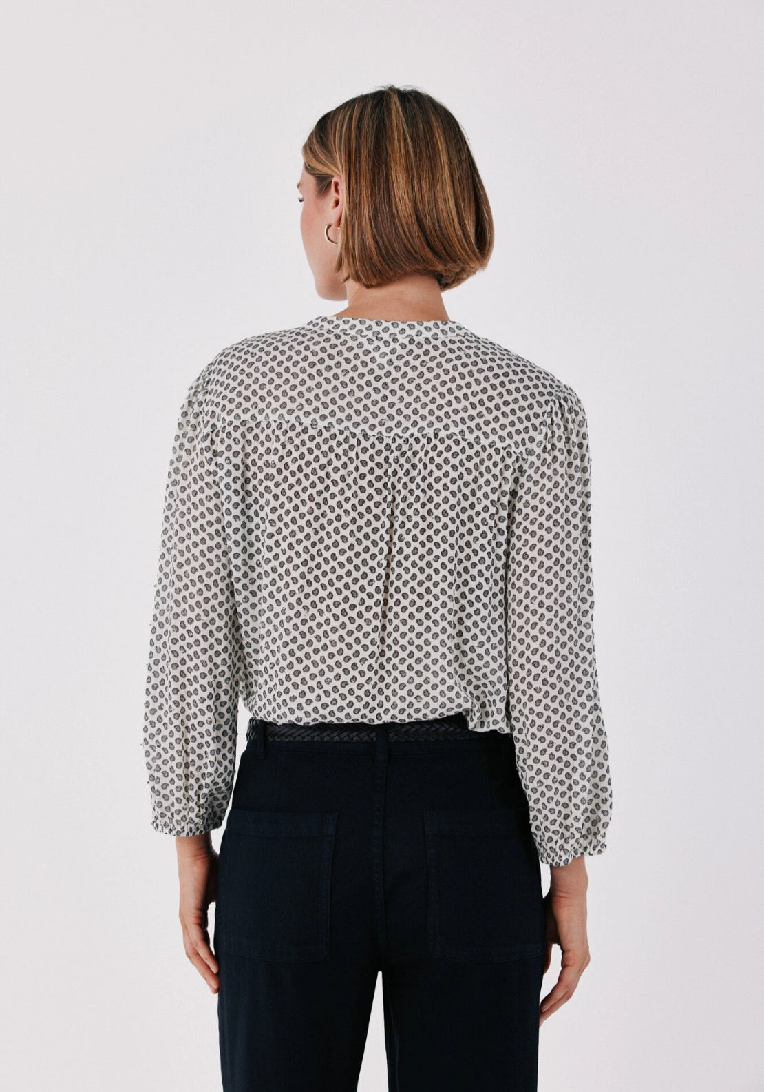 Printed Fluid Blouse - White Print