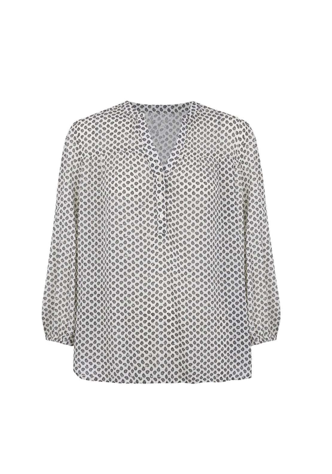 Printed Fluid Blouse - White Print