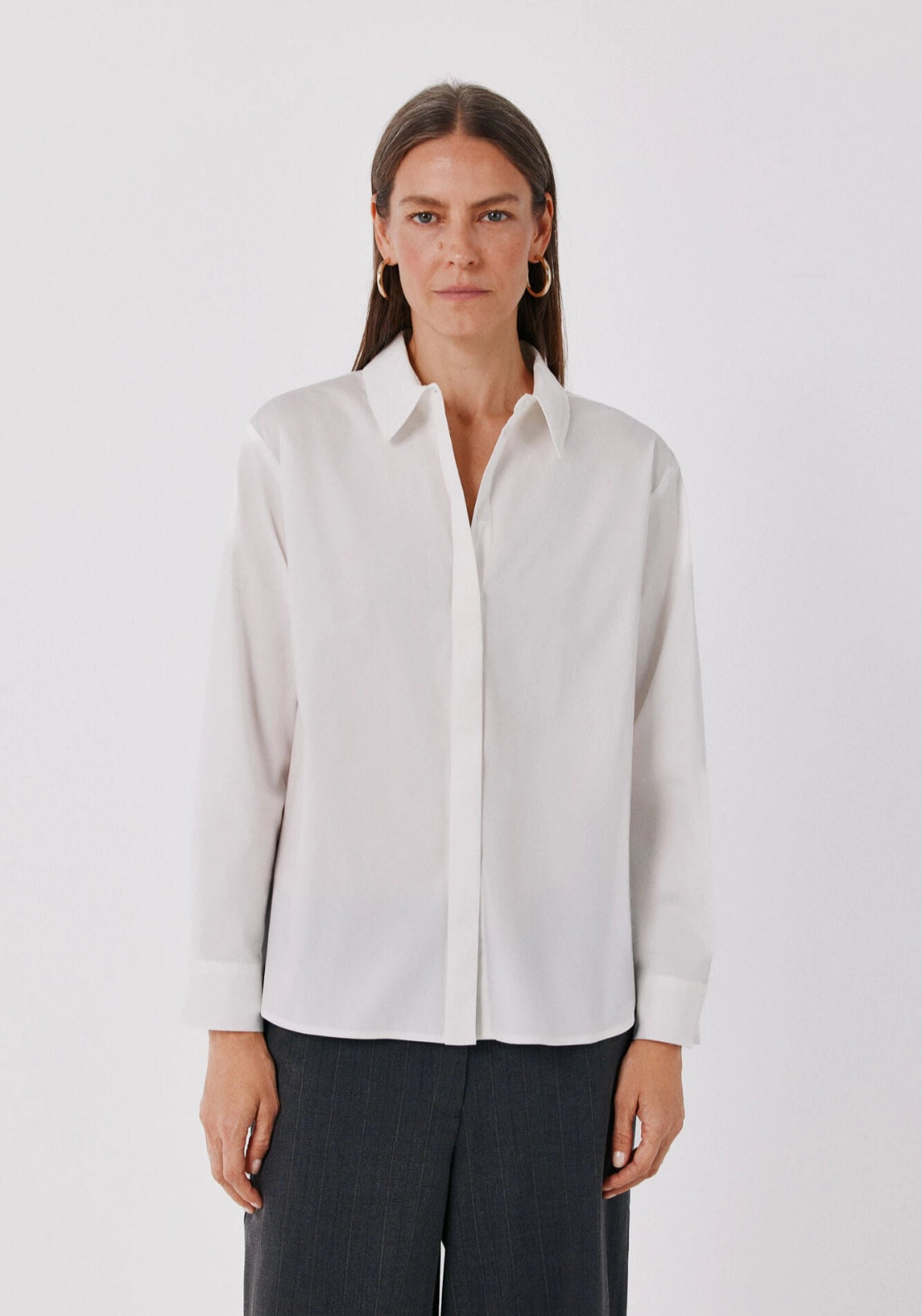 Classic Lapel Collar Shirt - White