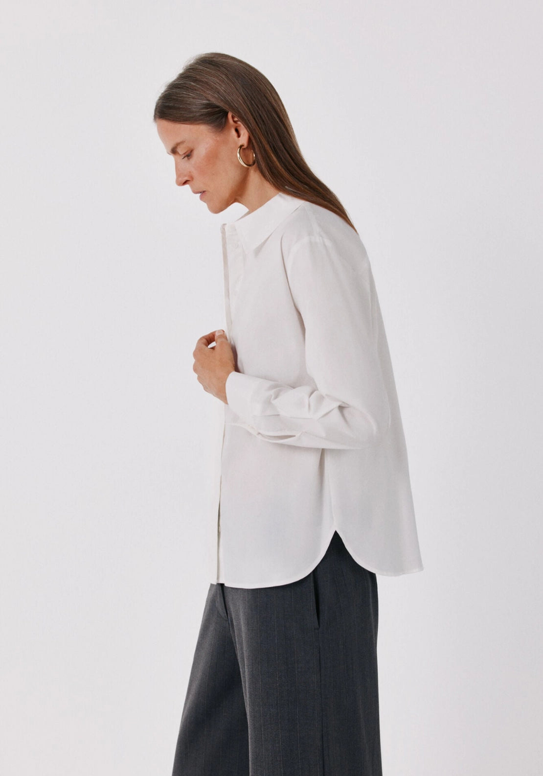 Classic Lapel Collar Shirt - White