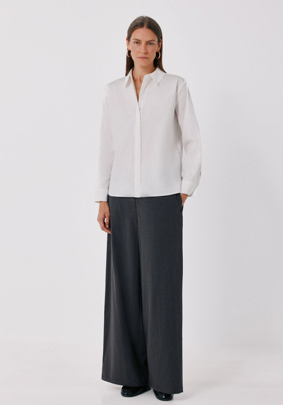 Classic Lapel Collar Shirt - White