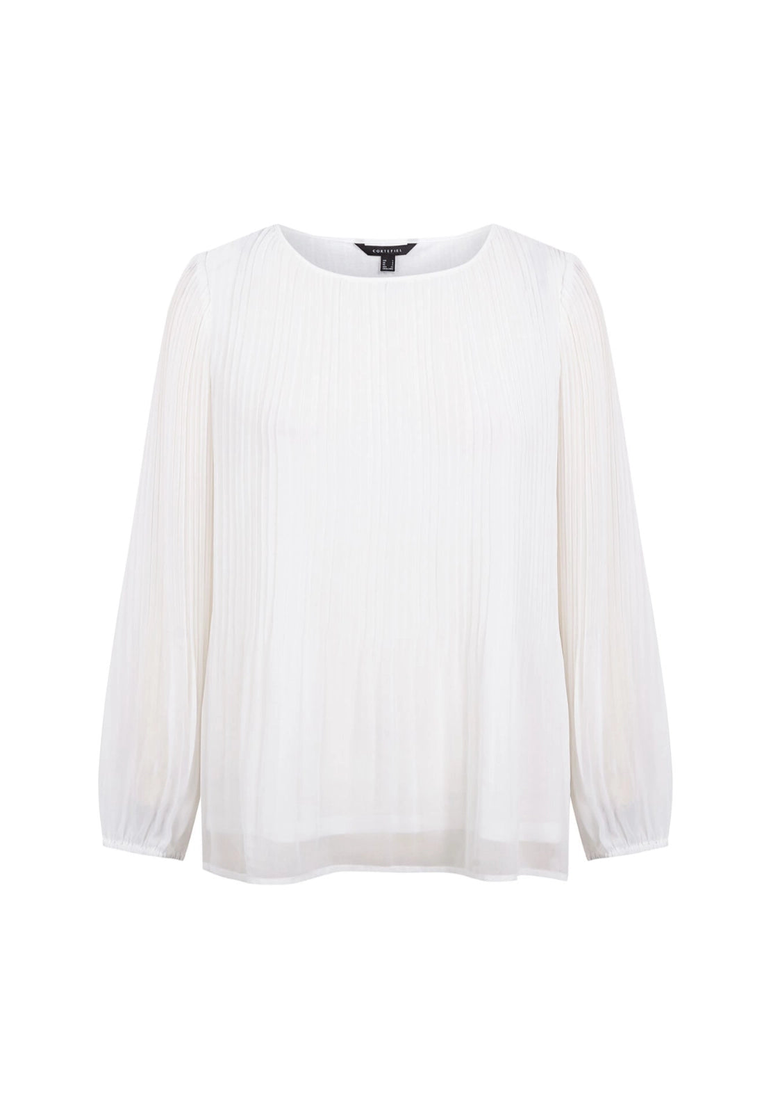 Pleated Long Sleeve Blouse - White