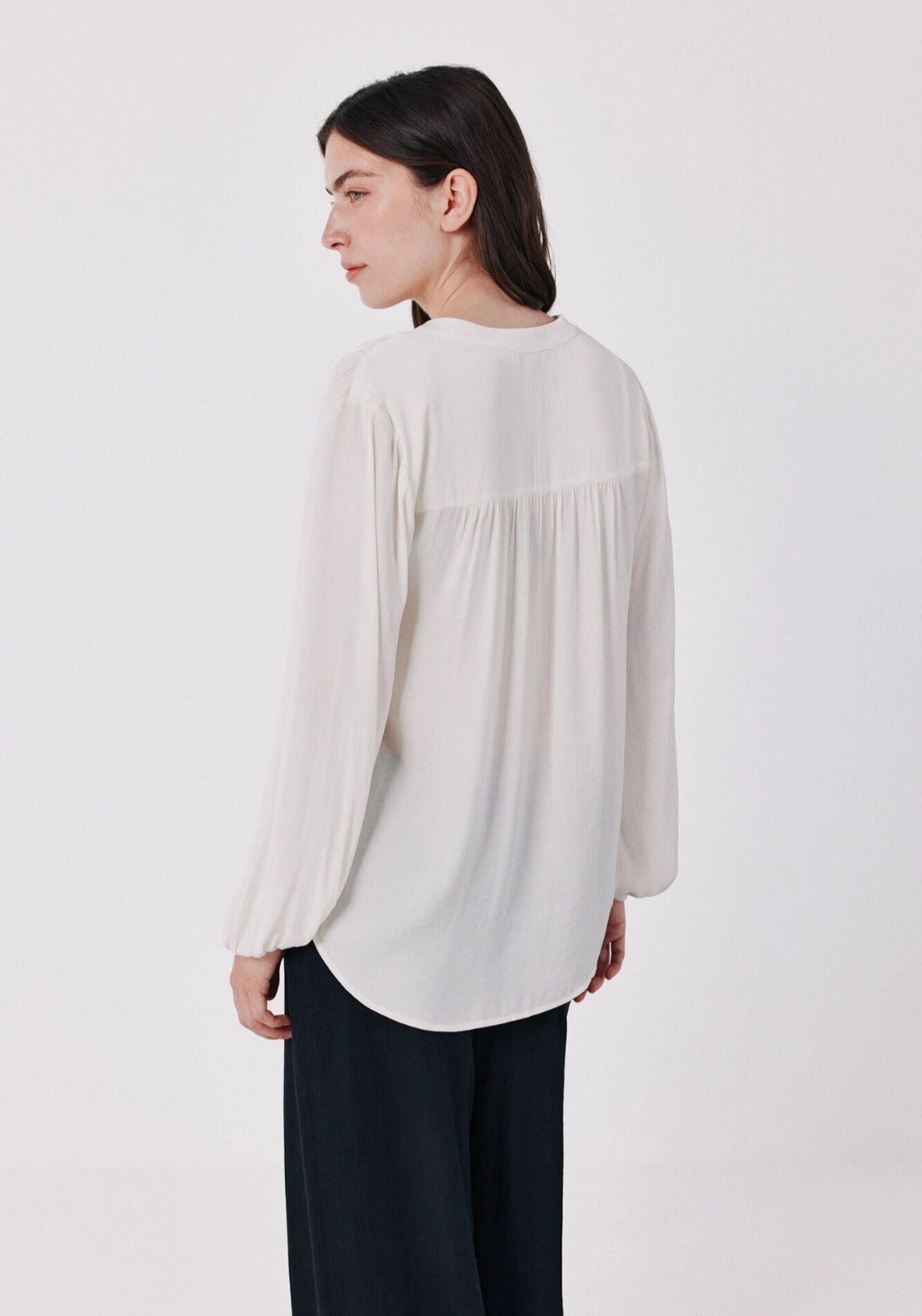 Satin-Finish Fluid Blouse - Ivory