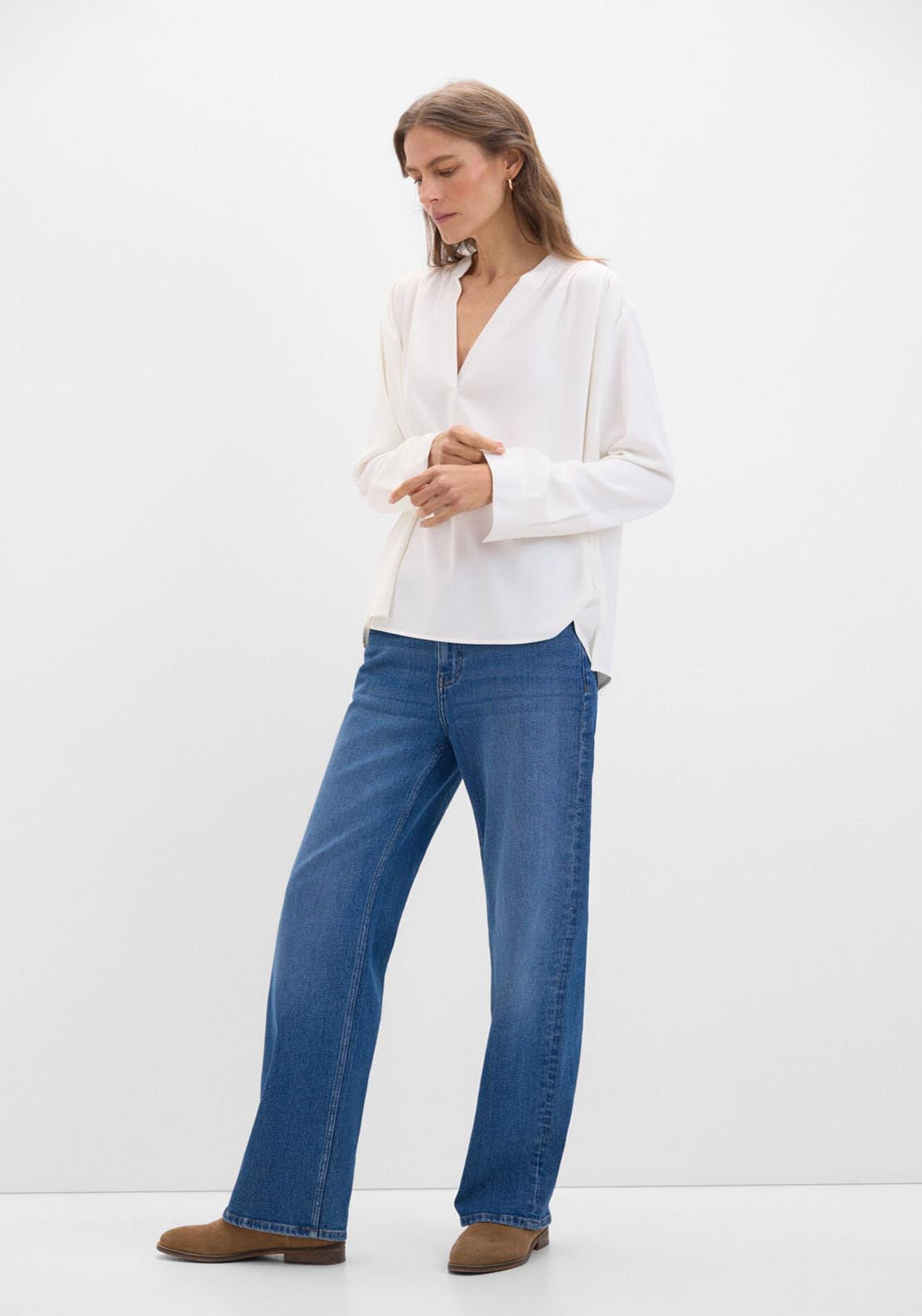Cortefiel White Fluid Blouse - White 7 Shaws Department Stores