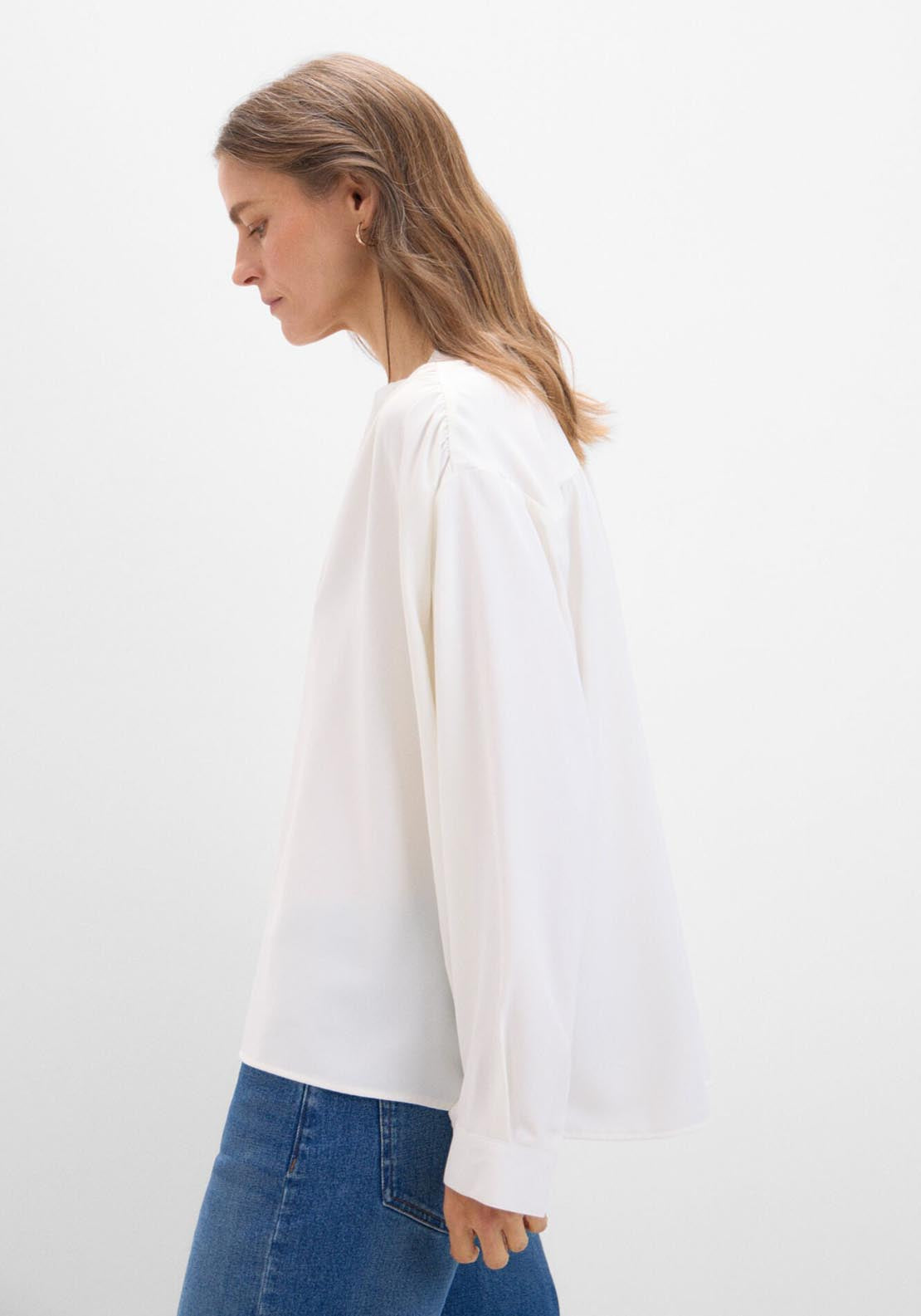 Cortefiel White Fluid Blouse - White 1 Shaws Department Stores