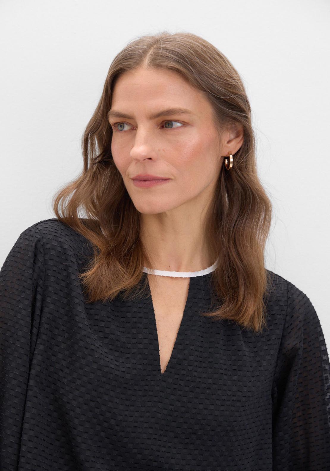 Cortefiel Textured Fabric Blouse - Black 5 Shaws Department Stores