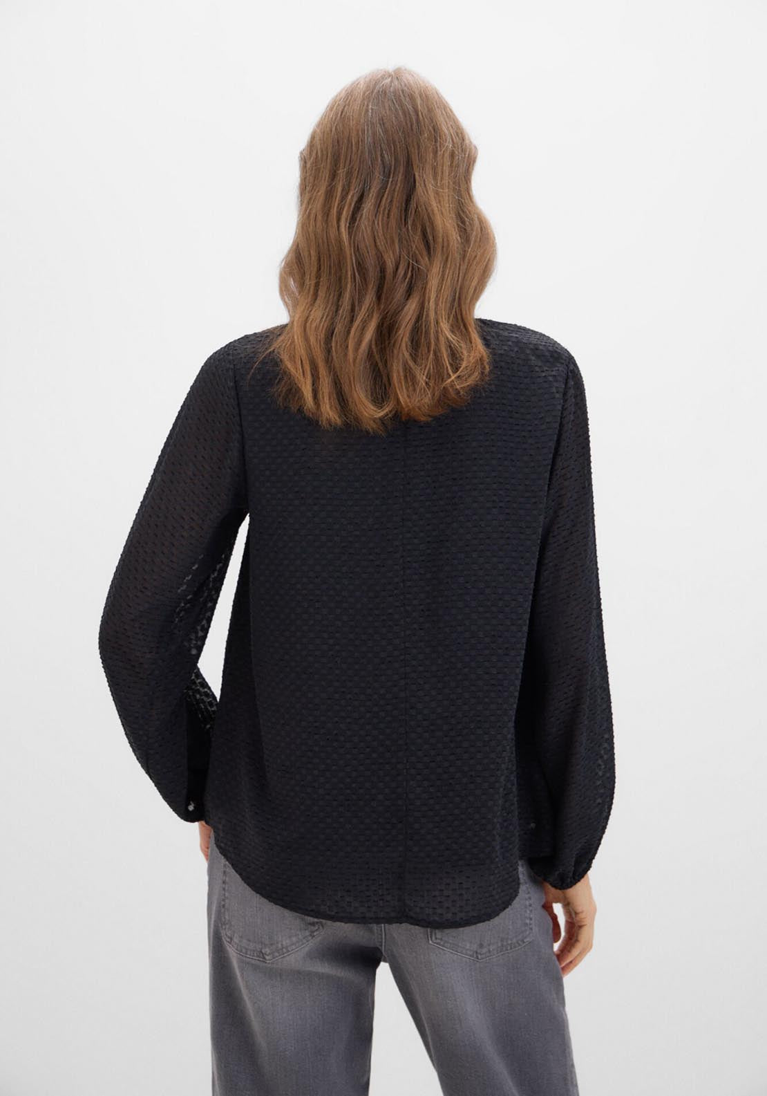 Cortefiel Textured Fabric Blouse - Black 7 Shaws Department Stores