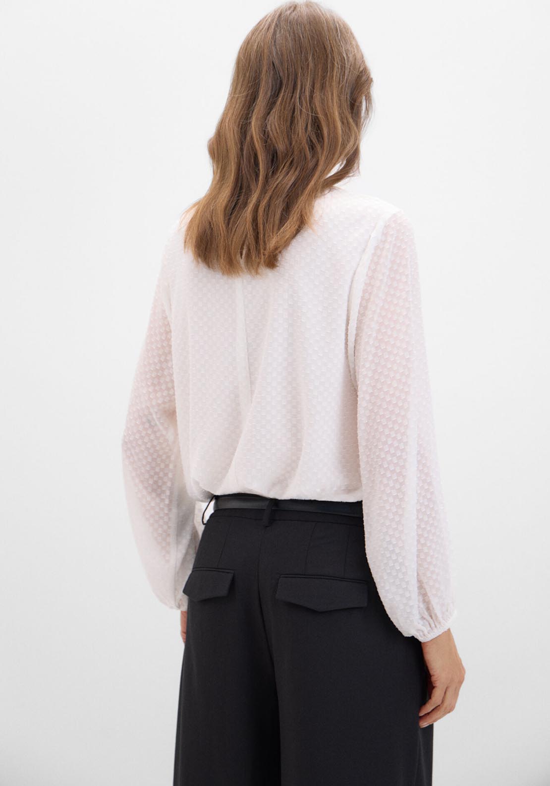 Cortefiel Textured Fabric Blouse - White 4 Shaws Department Stores