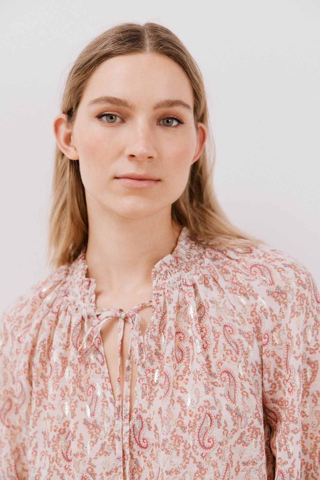 Cortefiel Blouse with honeycomb detail - White Print 5 Shaws Department Stores