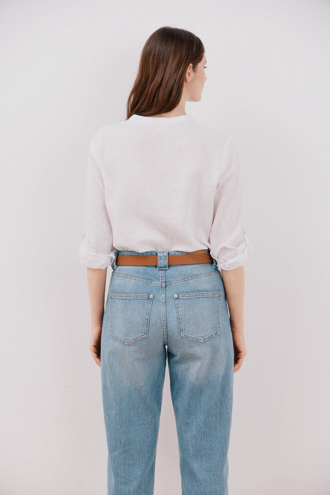 Cortefiel Long Sleeve Linen Shirt with Pockets - White 5 Shaws Department Stores