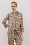 Printed Shirt With Knot - Green Print