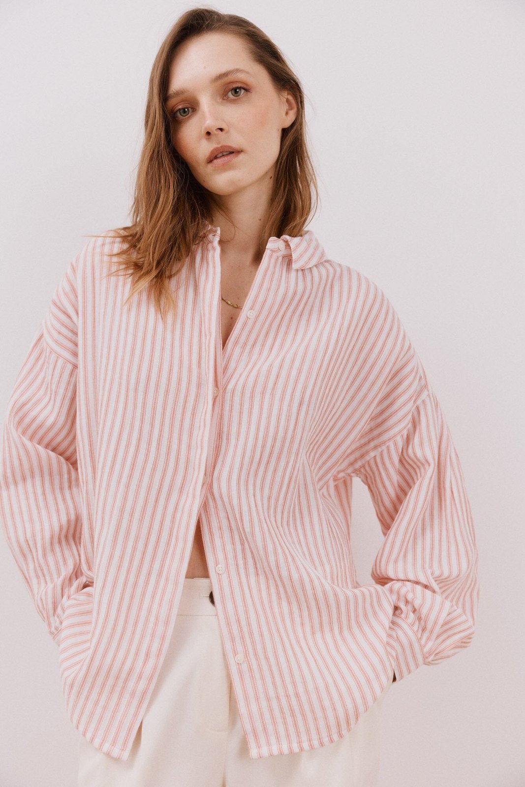 Cortefiel Striped shirt - White Print 1 Shaws Department Stores