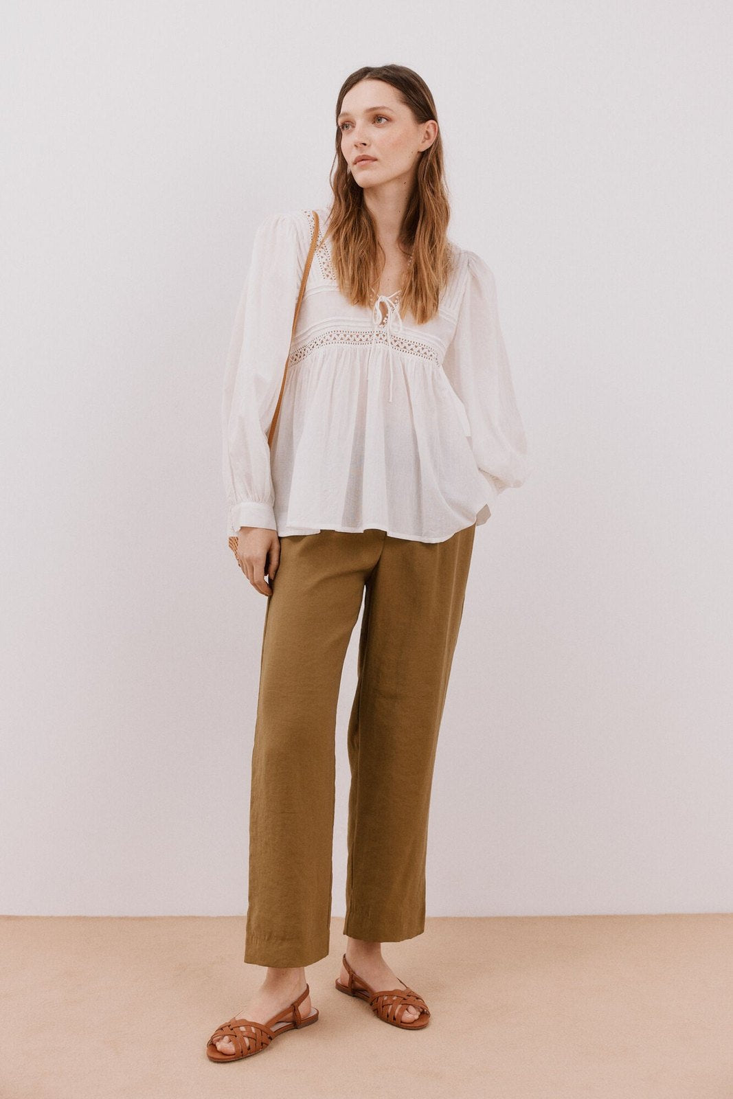 Cortefiel White blouse with inserts - White 1 Shaws Department Stores
