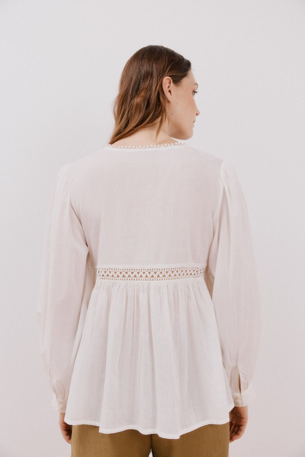 Cortefiel White blouse with inserts - White 3 Shaws Department Stores
