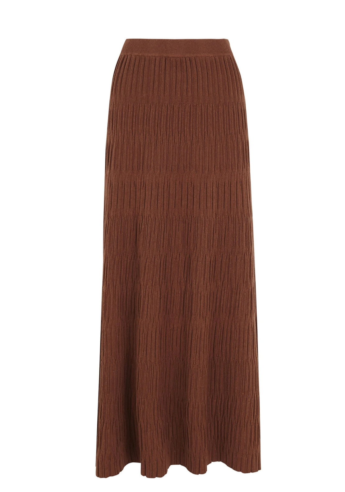 Jersey Knit A Line Midi Skirt - Dark Brown