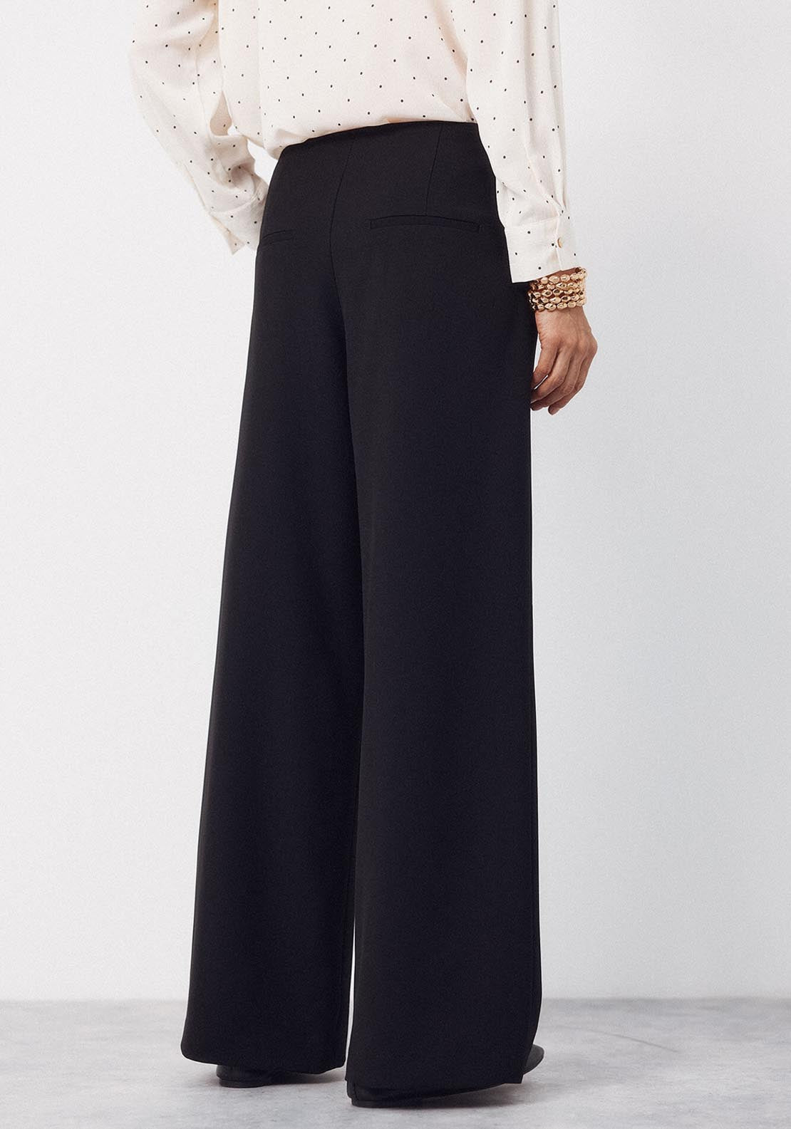 Tailored Trousers With Buttons - Black