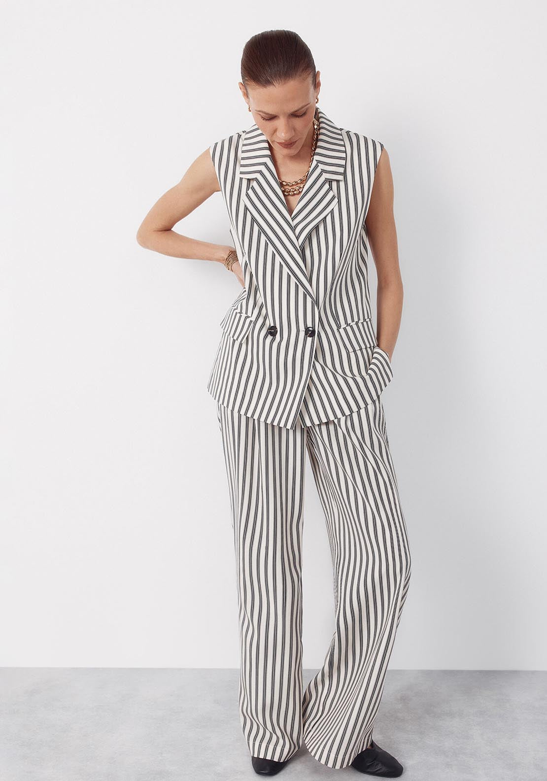 Cortefiel Striped Suit Trousers - Printed 4 Shaws Department Stores