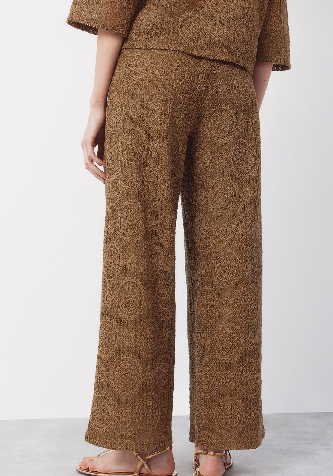 Cortefiel Crochet Jersey Knit Pants - Green 2 Shaws Department Stores