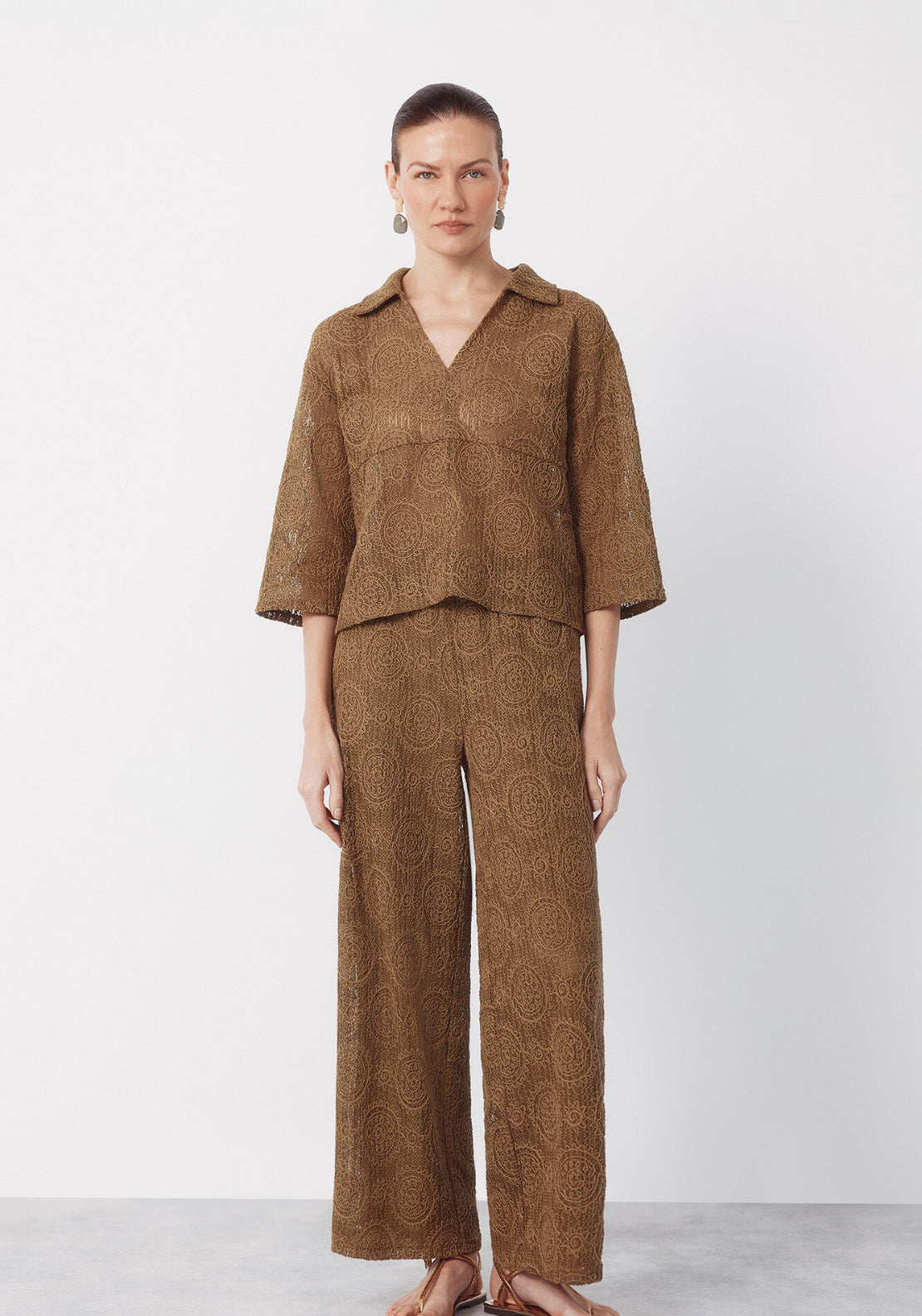 Cortefiel Crochet Jersey Knit Pants - Green 5 Shaws Department Stores