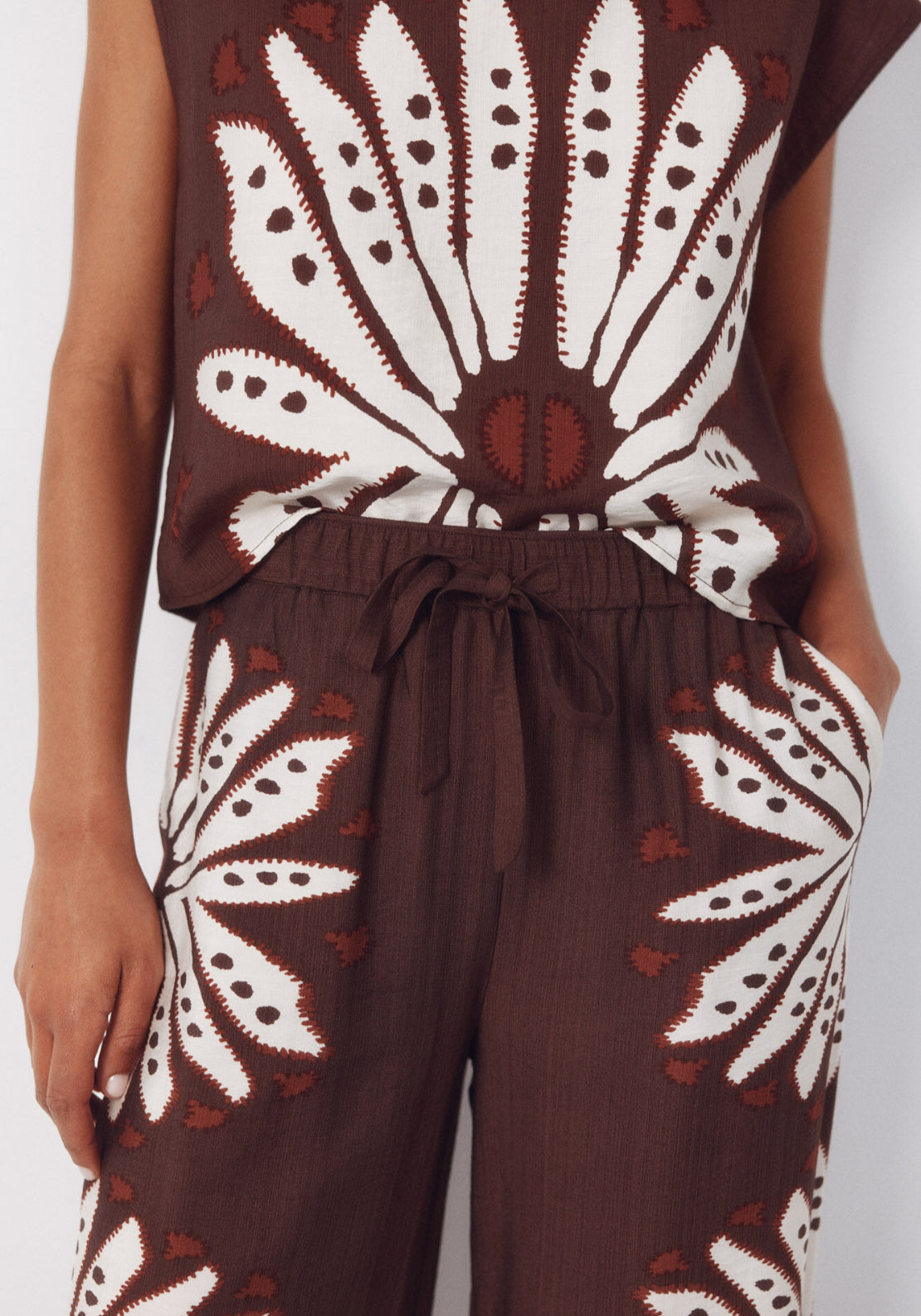 Cortefiel Print Trousers Positioned - Brown 5 Shaws Department Stores