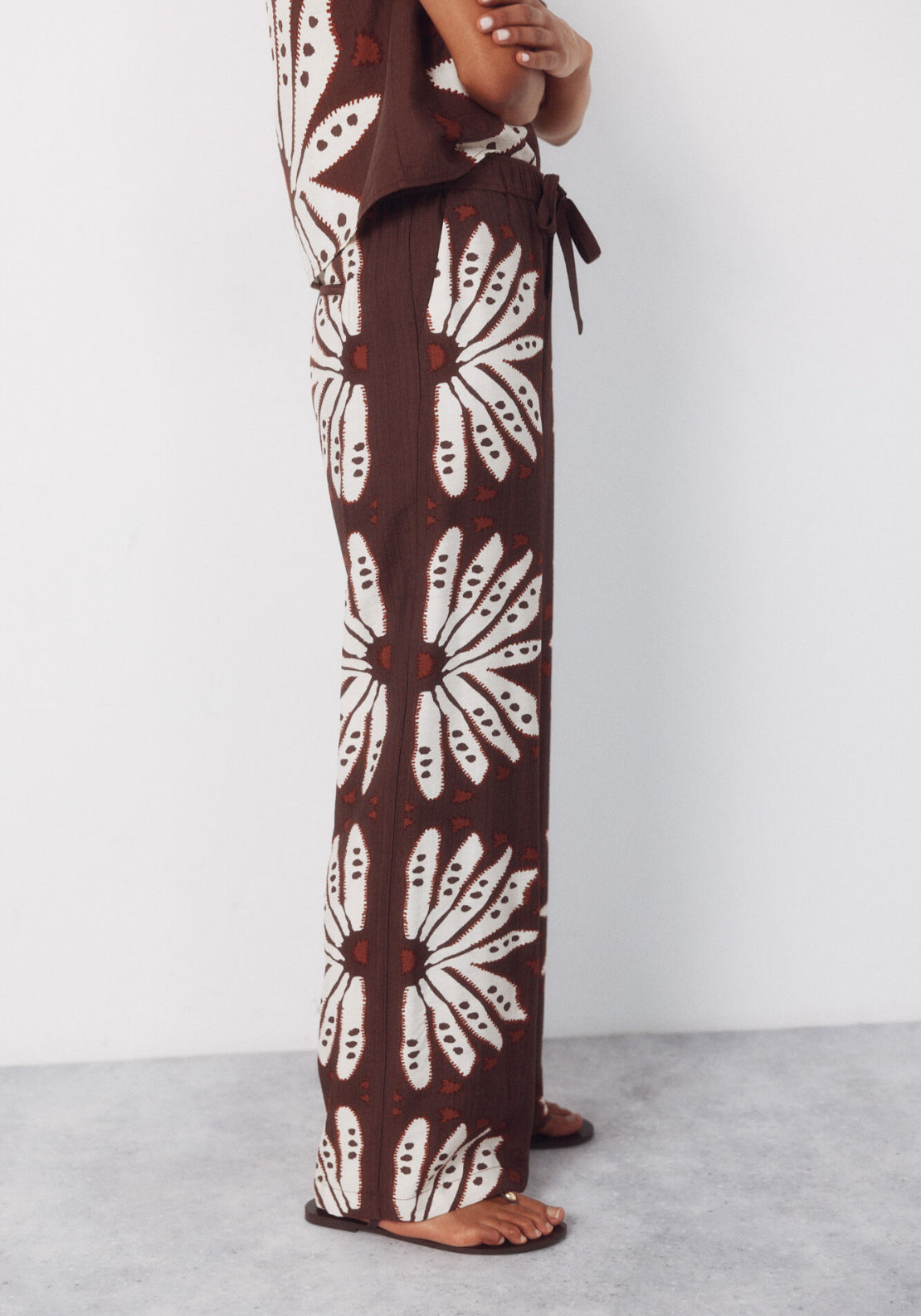 Cortefiel Print Trousers Positioned - Brown 3 Shaws Department Stores