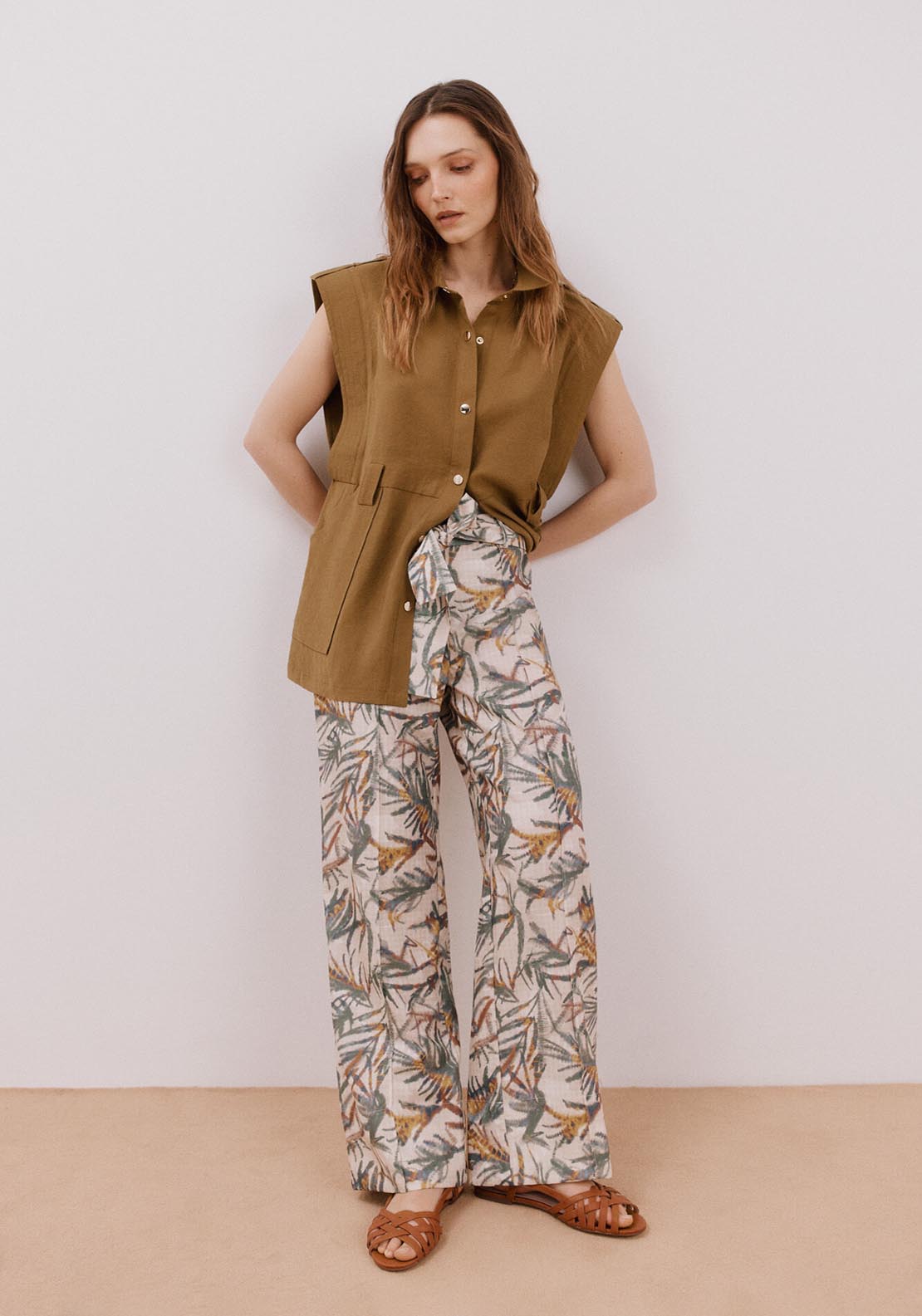 Cortefiel Flowing Printed Trousers - Multicoloured 4 Shaws Department Stores