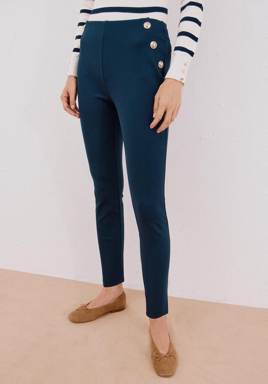 Jersey-Knit Leggings - Blue