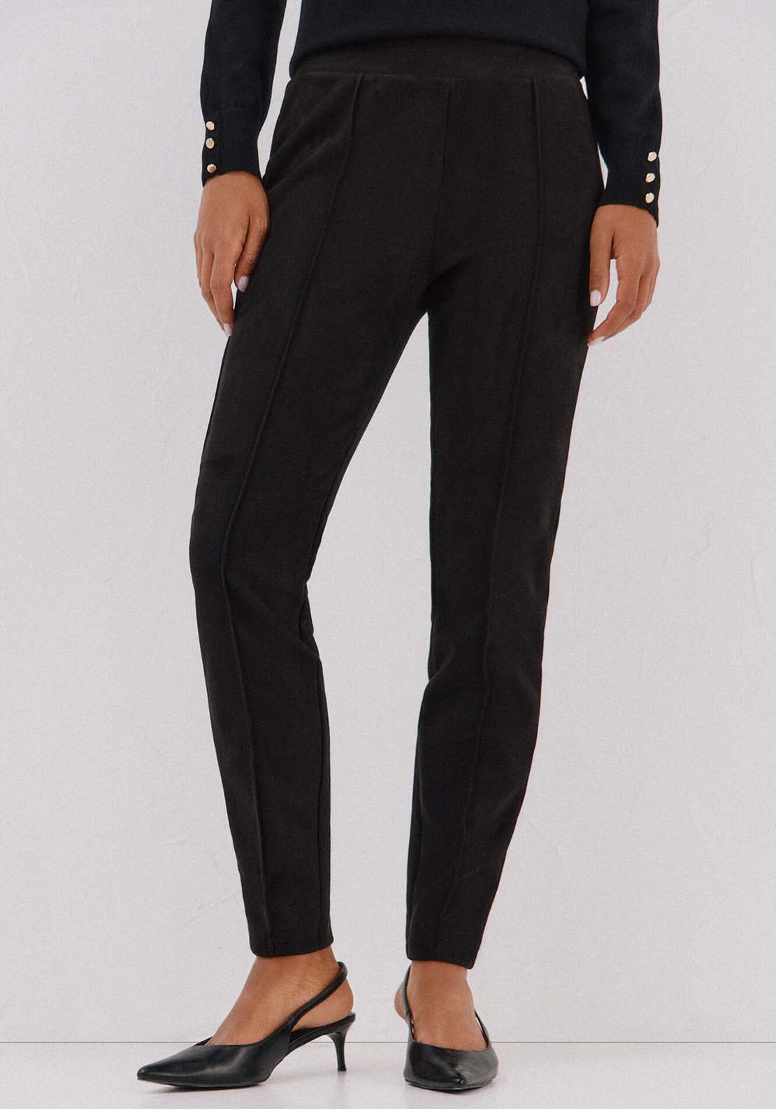 Suede Effect Leggings - Black