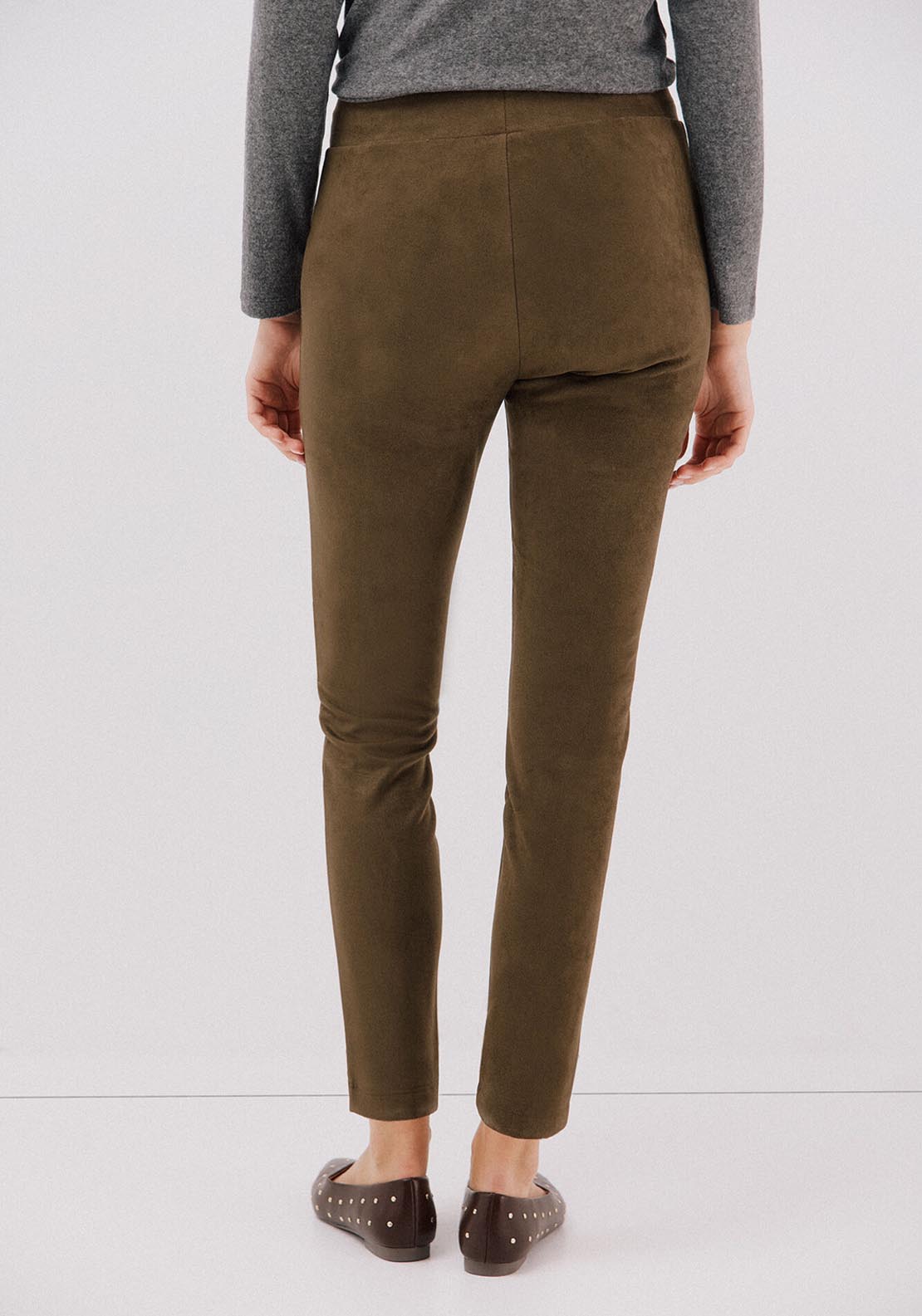 Suede Effect Leggings - Green