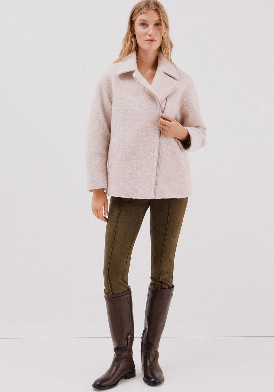 Suede Effect Leggings - Green