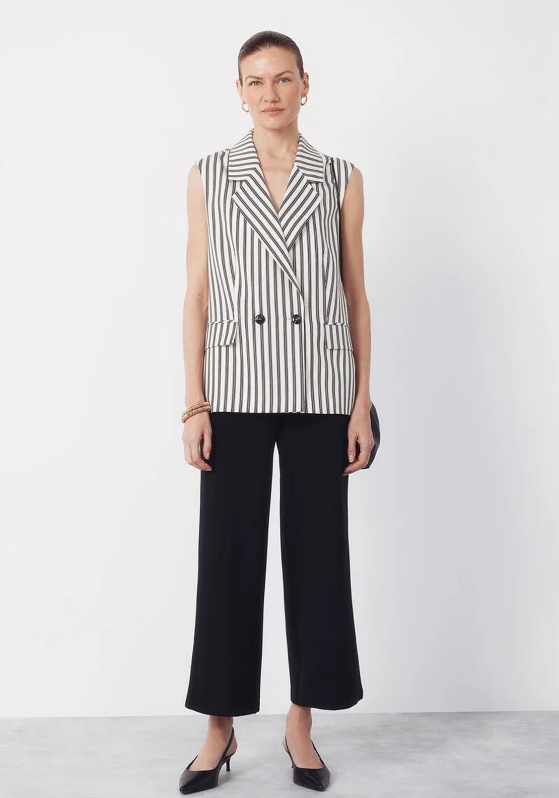 Cortefiel Wide Jersey Knit Trousers - Black 1 Shaws Department Stores