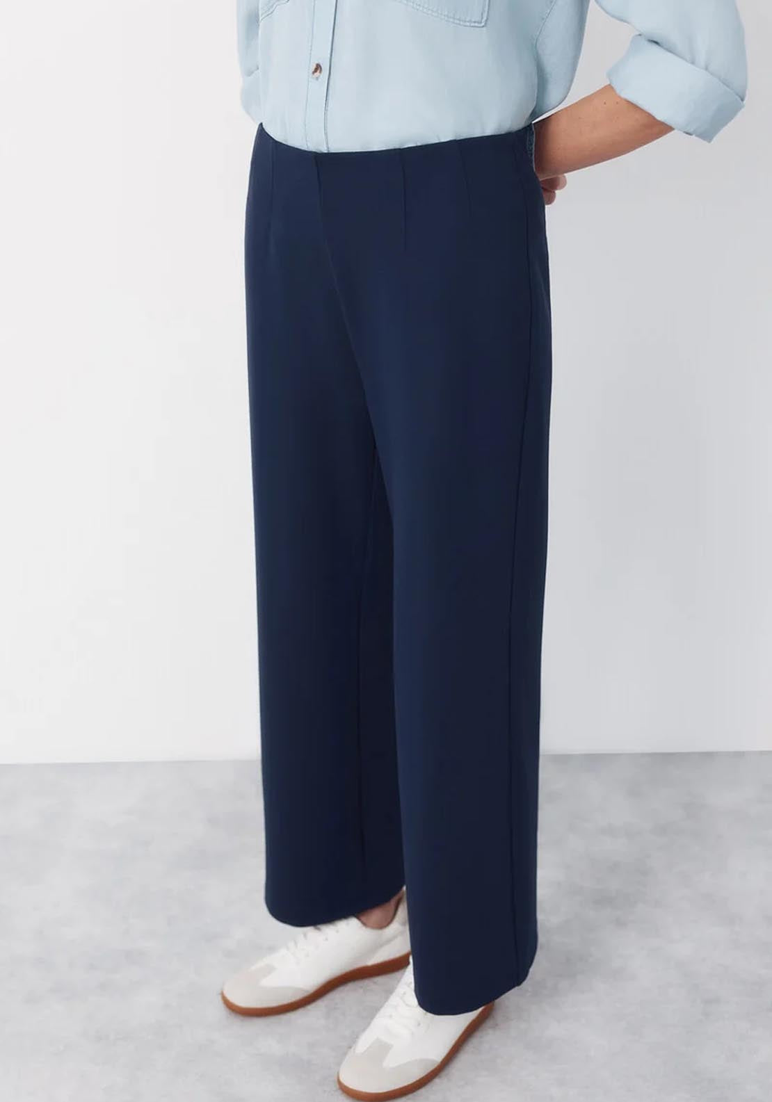 Cortefiel Wide Jersey Knit Trousers - Blue 3 Shaws Department Stores