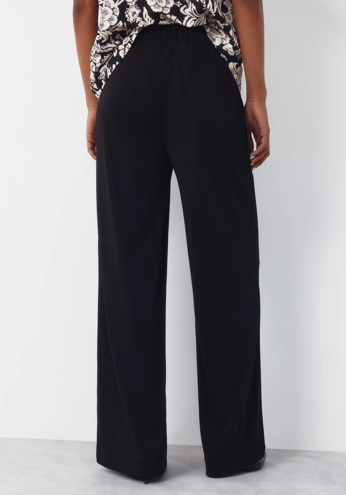 Cortefiel Wide Leg Elastic Waist Trousers - Black 2 Shaws Department Stores