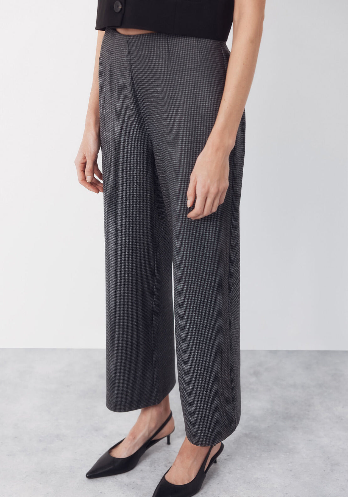 Cortefiel Wide Jersey Knit Trousers - Grey 1 Shaws Department Stores